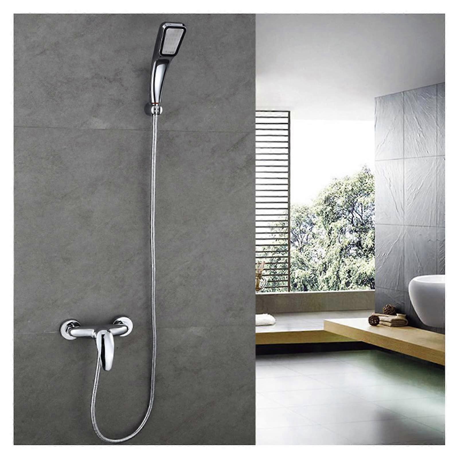 Shower Set Bathroom Handheld Shower Head Wall Mounted High-Pressure System Chrome Faucet Set With Valve And Trim