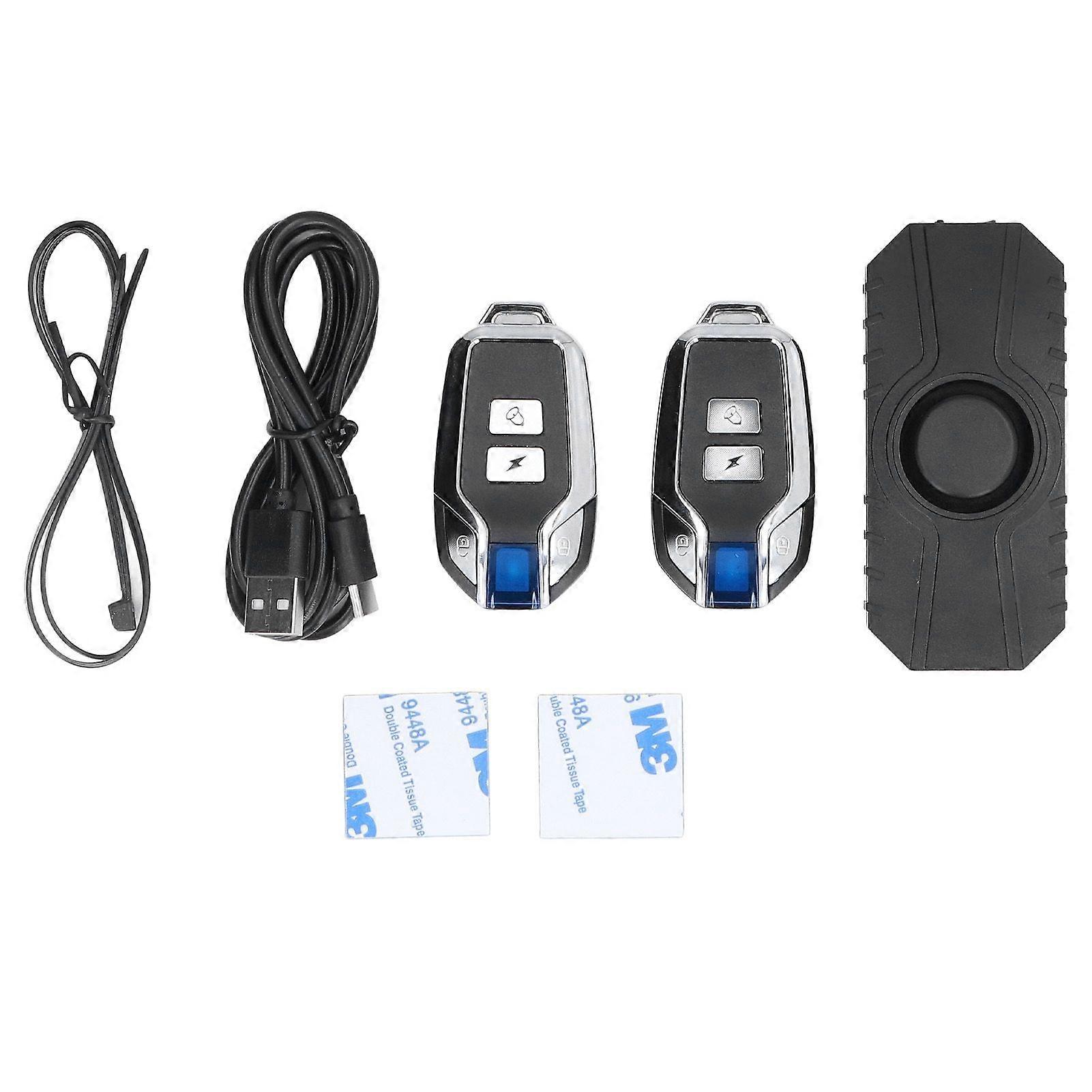 Bike Alarm Wireless Vibration Motion Sensor Waterproof Motorcycle Alarm Remote Electric Bicycle Alarm Black 2 Remote Control