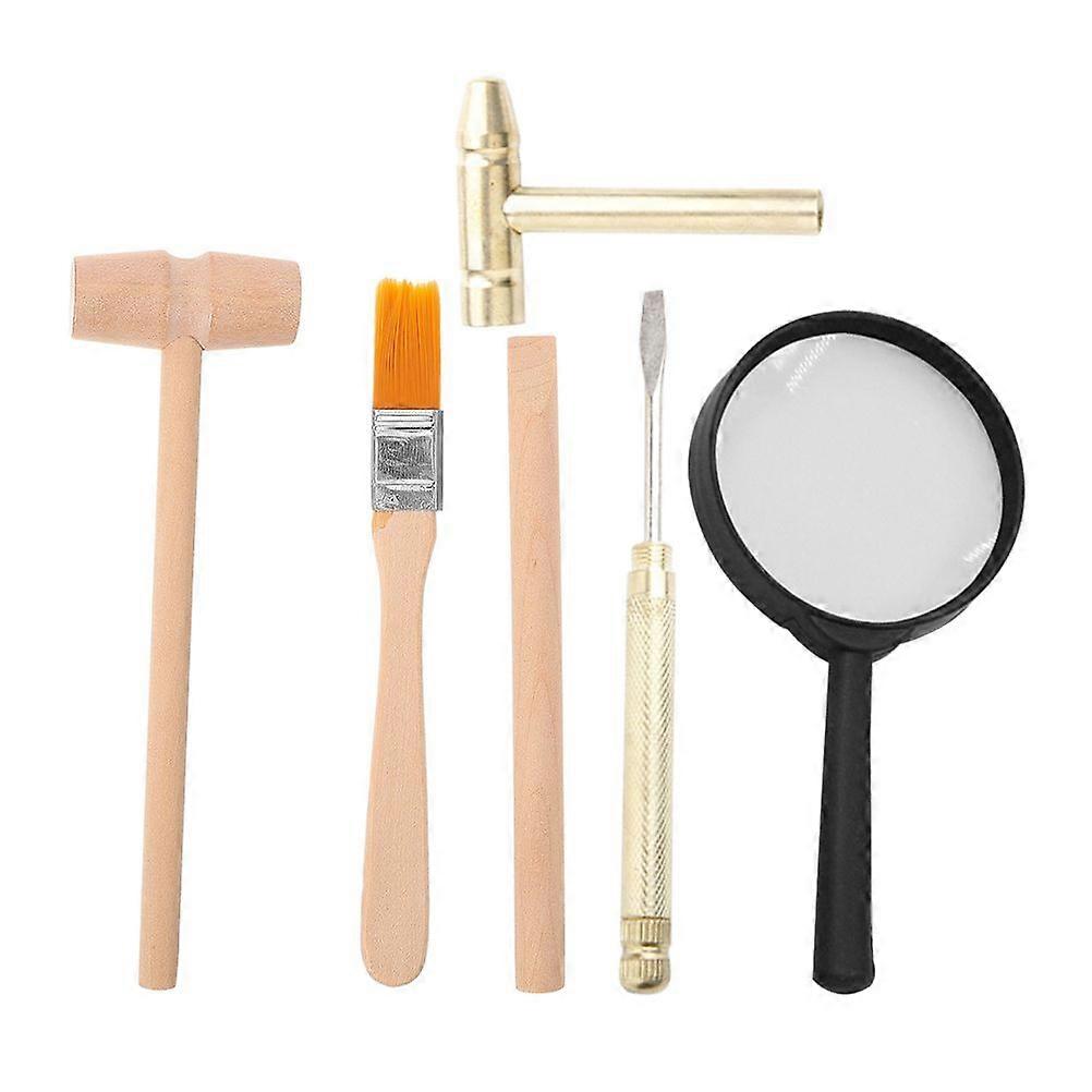 1 Set Kids Science Kit Hammer Chisel Brush Set Dinosaur Digging Tool Archaeological Excavation Tools for DIY Digging and Learning