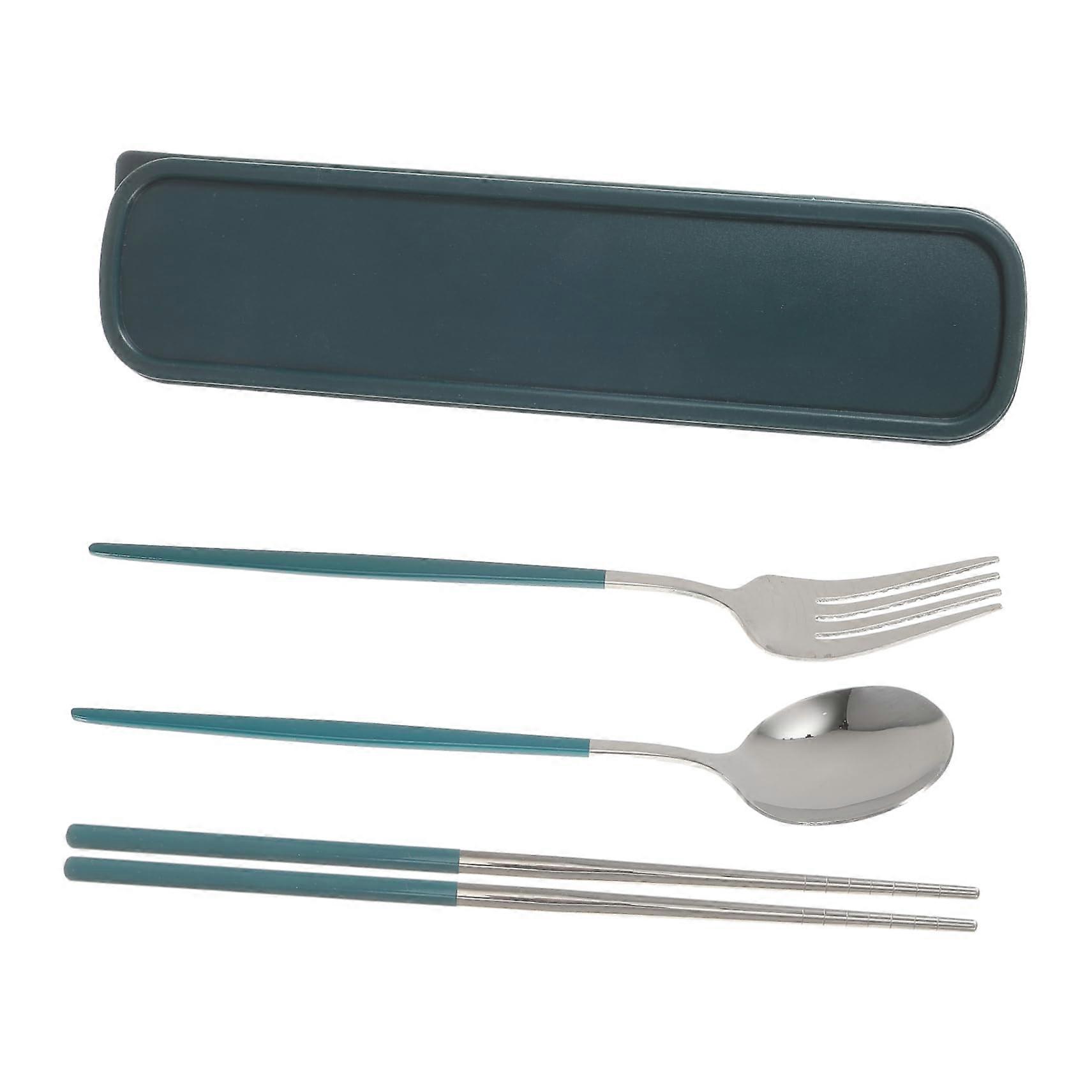 Camping Cutlery and Plate Set Fork, Spoon, Chopsticks 1 Set, Outdoor Utensils, 21.40 x 2.70 x 0.70 cm