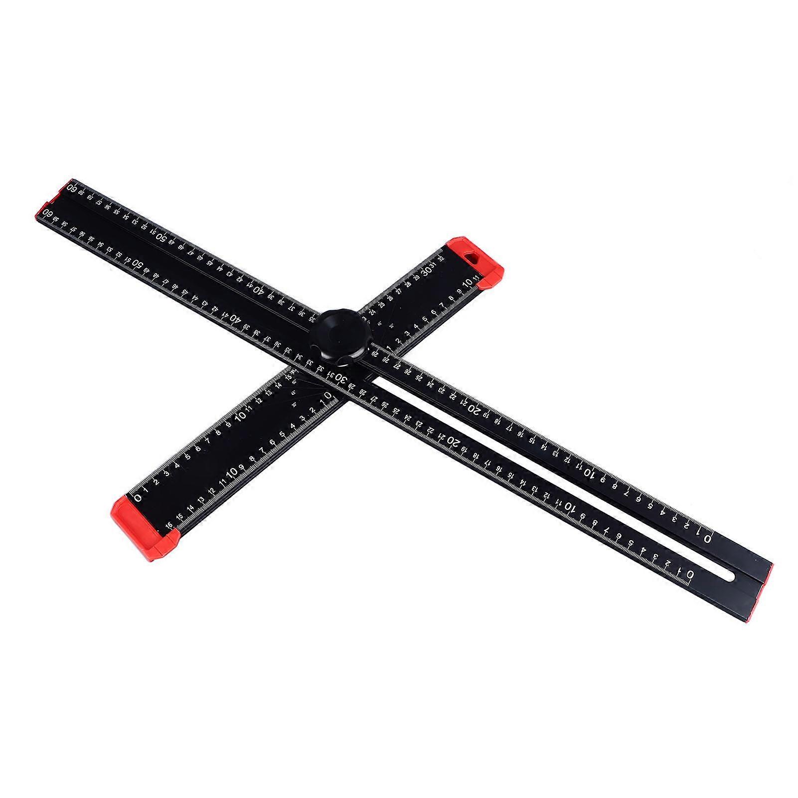 Adjustable T Square Measuring Tool 60cm Black Aluminum Alloy