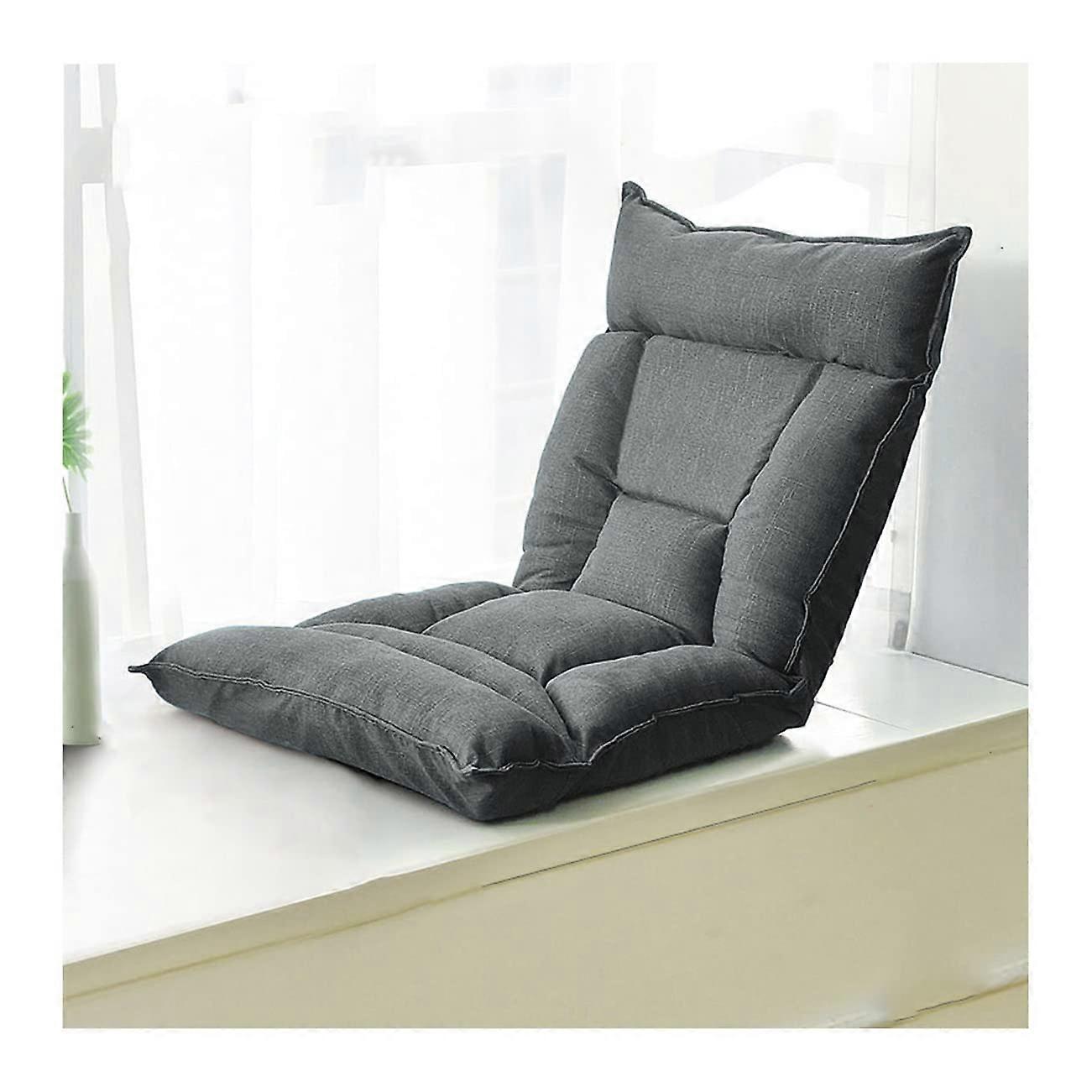 Floor Gaming Chair Folding Lounger With Soft Microfiber Cover, 5 Adjustable Positions, Easy Carry, Grey, 60x55x58cm
