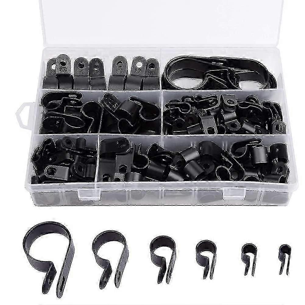 200pcs R-type P-type Cable Clamps Plastic Nylon Wire Clip Assortment Kit Hardware Tools Cable Clip
