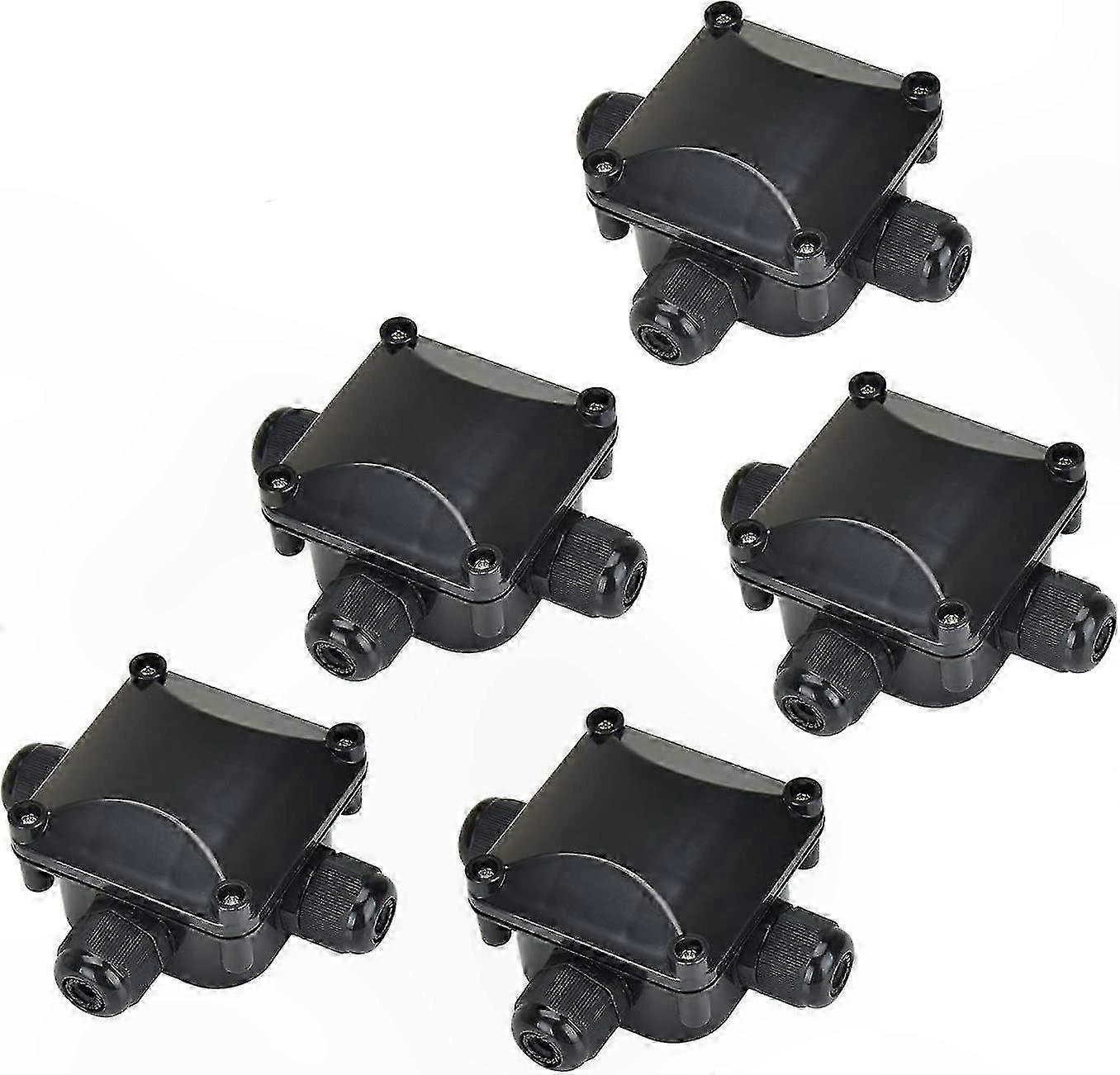 Black Underground Cable Sleeve, Waterproof Socket Junction Box [Pack of 5], Durable Electrical Connection Solution