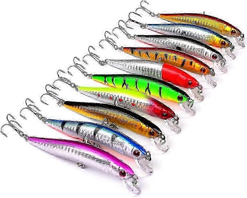 10 قطع من إغراء الصيد طعوم البلمة الصلبة ، طعم صيد السباحة الشبيه بالحياة ، طقم طعوم سمك السلمون المرقط من البلم الصلب ، الطعوم الصلبة في المياه العلوية Crankbait Swimbait