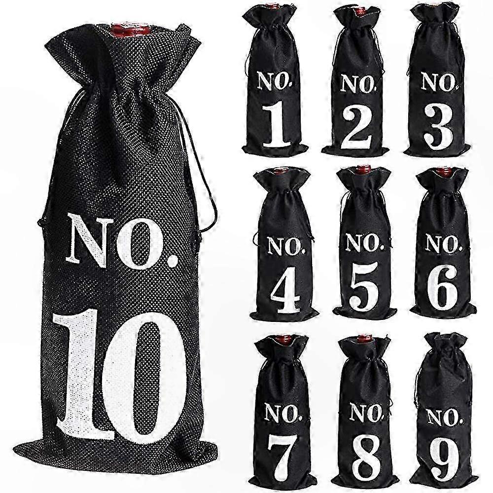 Burlap Wine Bottle Bags with Drawstring Closure for Blind Tasting Events and Gifts