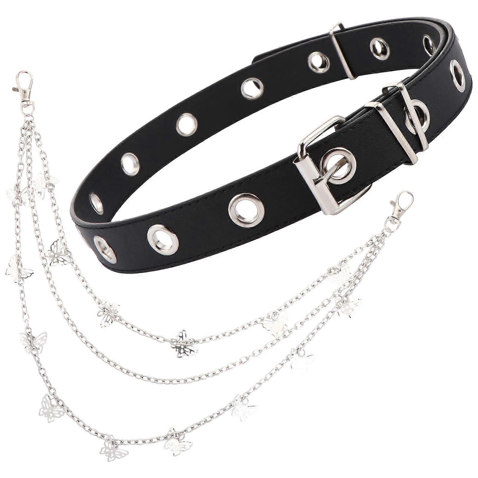 Punk Style Waist Belt for Wearing 2Pcs Set Assorted Decoration