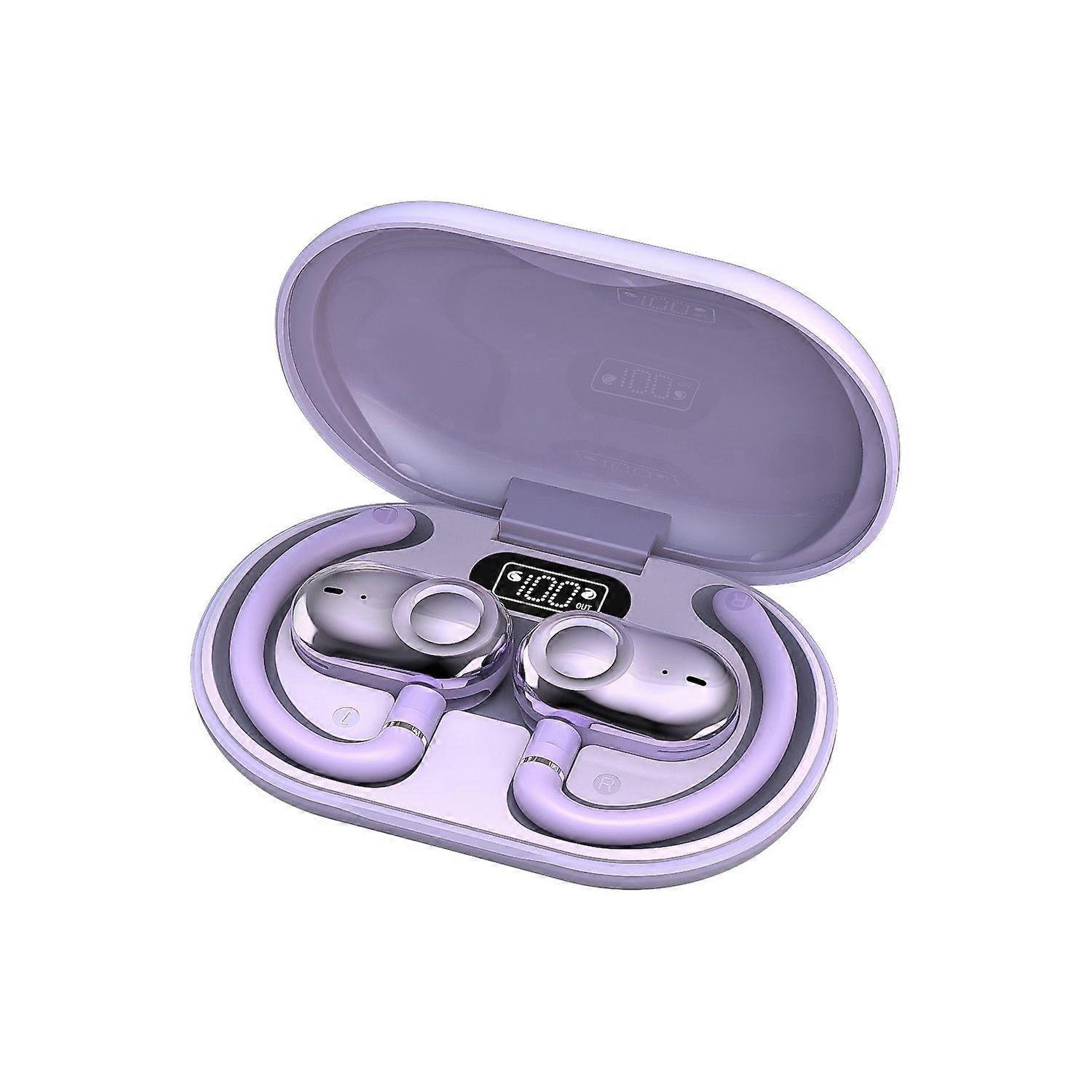 Earhook Headphones Bluetooth 5.4 Outer Ear Wireless Earbuds Dual-Axis Adjustment(Purple)
