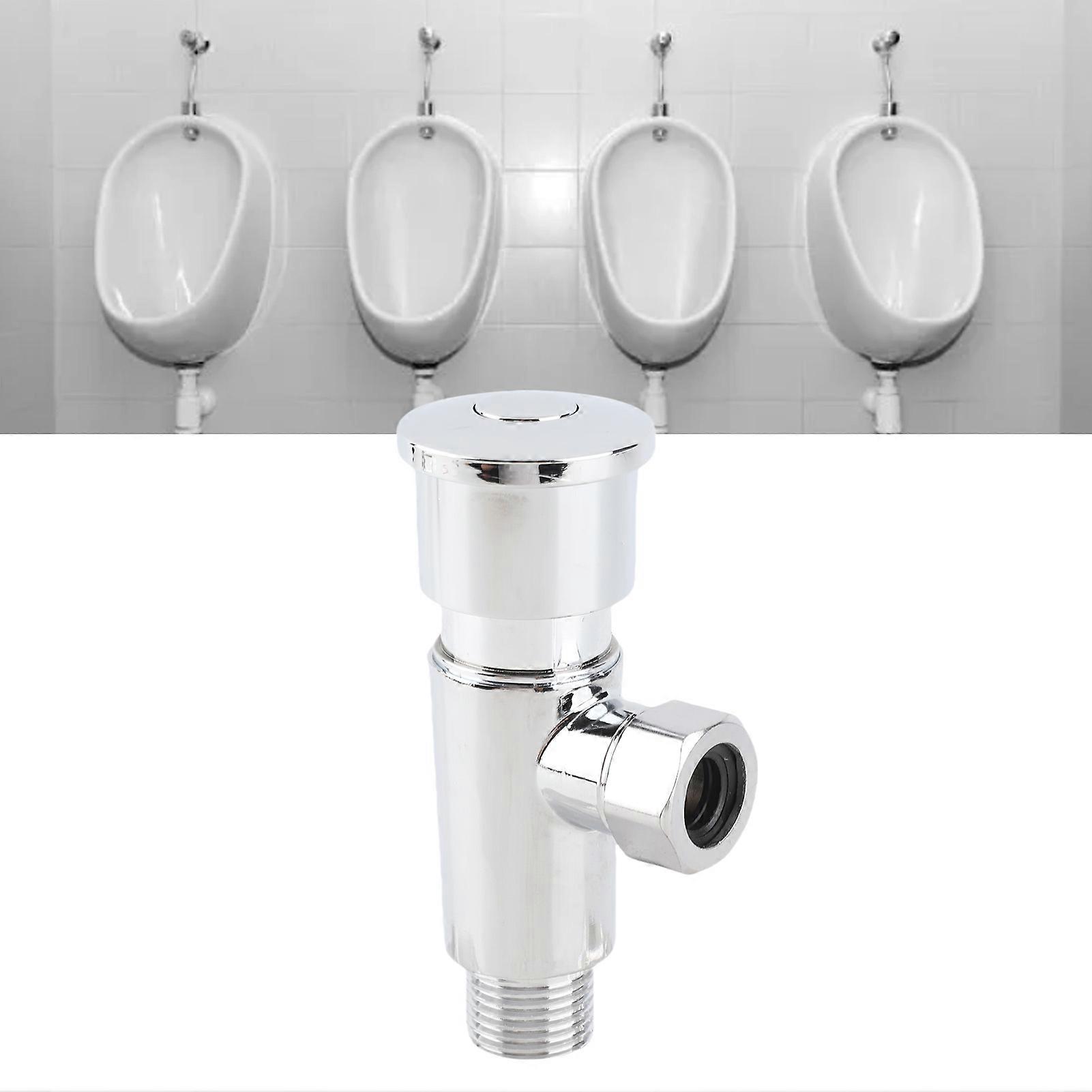 Flush Valve with Hand Push Button Zinc Alloy G1/2 Silver 167g