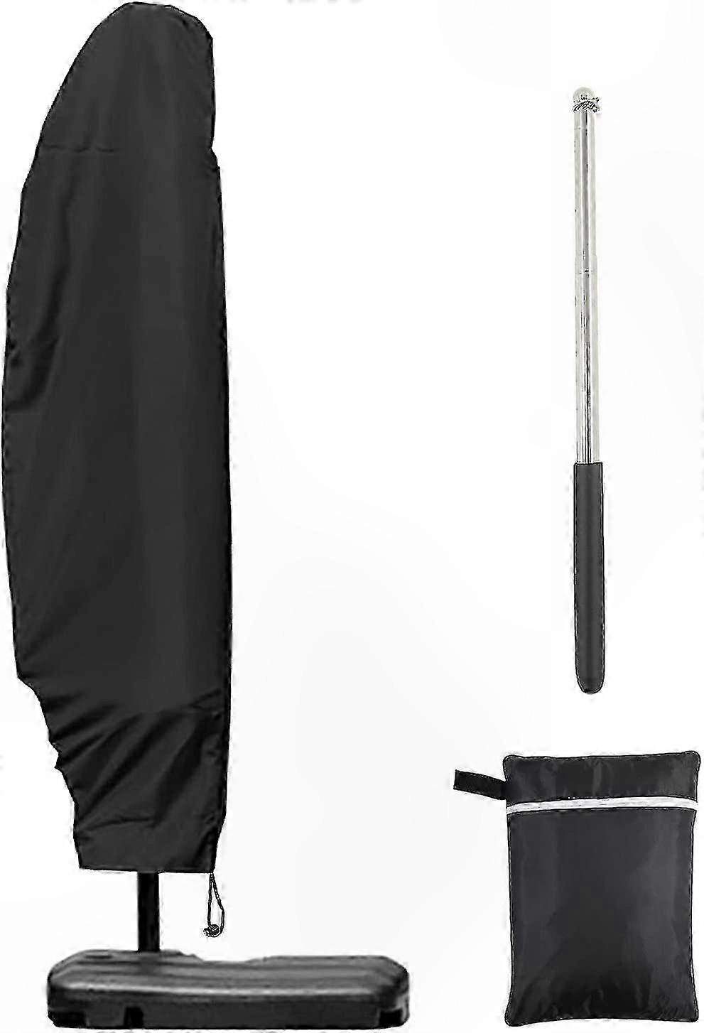 Adjustable Parasol Cover with Zipper, 3m-4m Size, 14m Length, Telescopic Pole Included, Durable Weatherproof Design