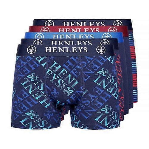 Henleys Mens Rutling Assorted Designs Boxer Shorts (Pack of 5)
