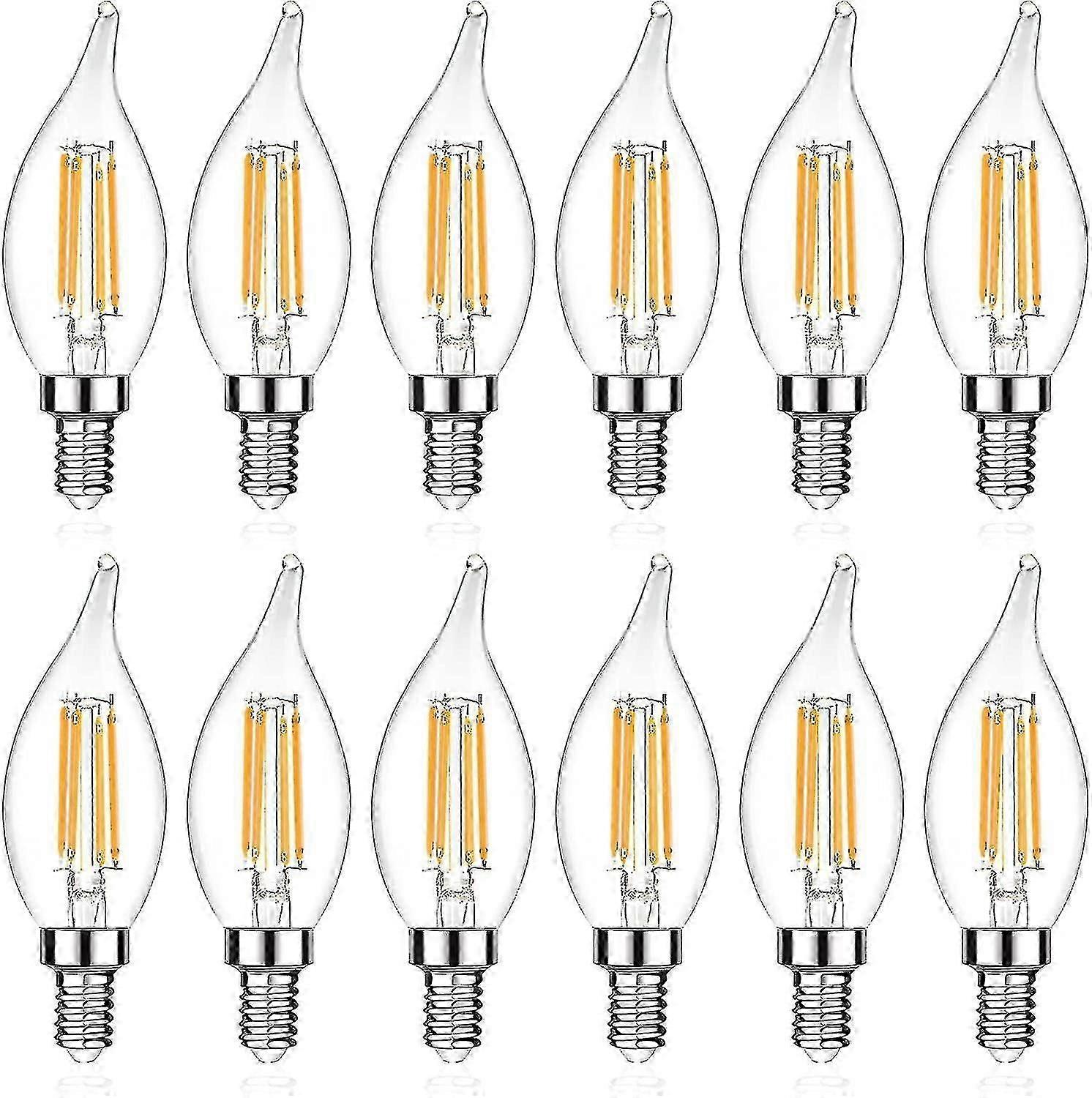 Ampoule LED candélabre E12, ampoule décorative à filament LED, culot E12, non variable, lot de 12
