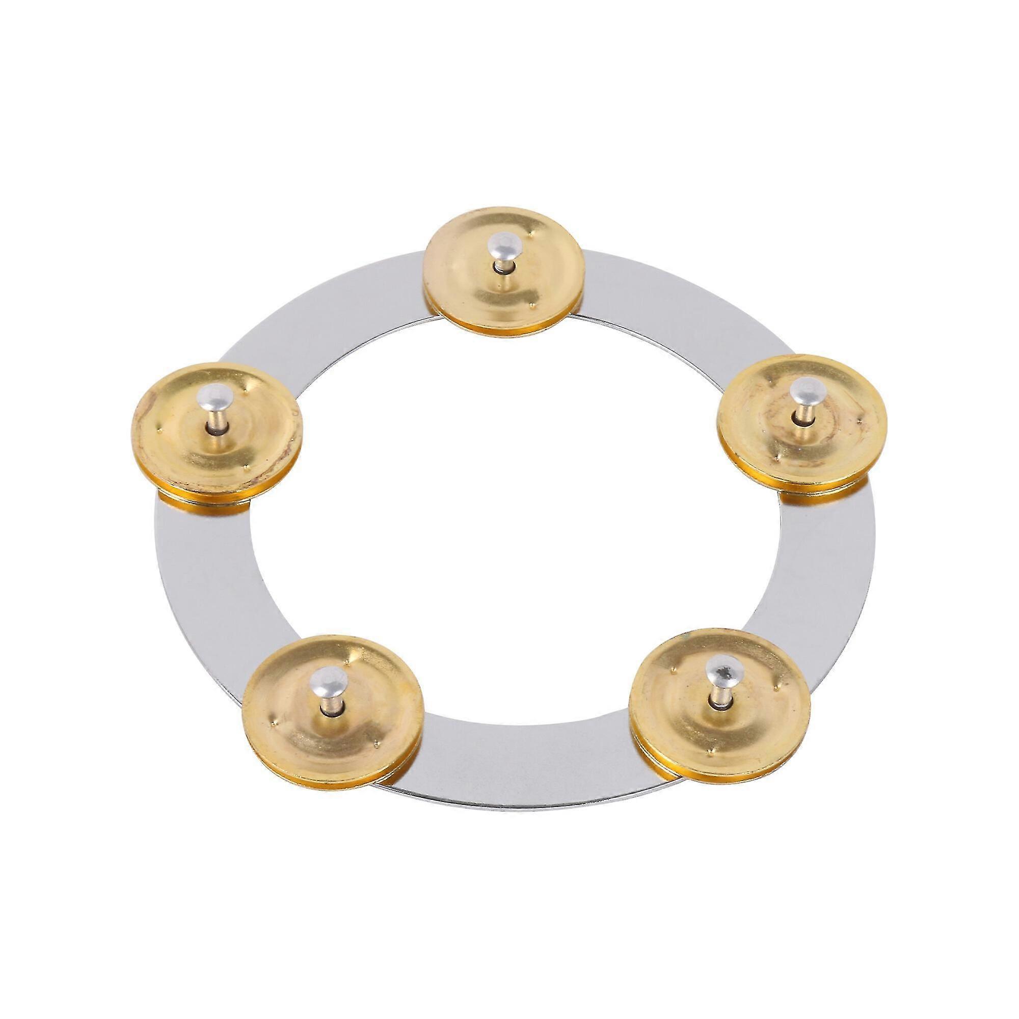 Metal Mountable Cymbal Hi-hat Tambourine 6.4inch Outer Diameter Gold