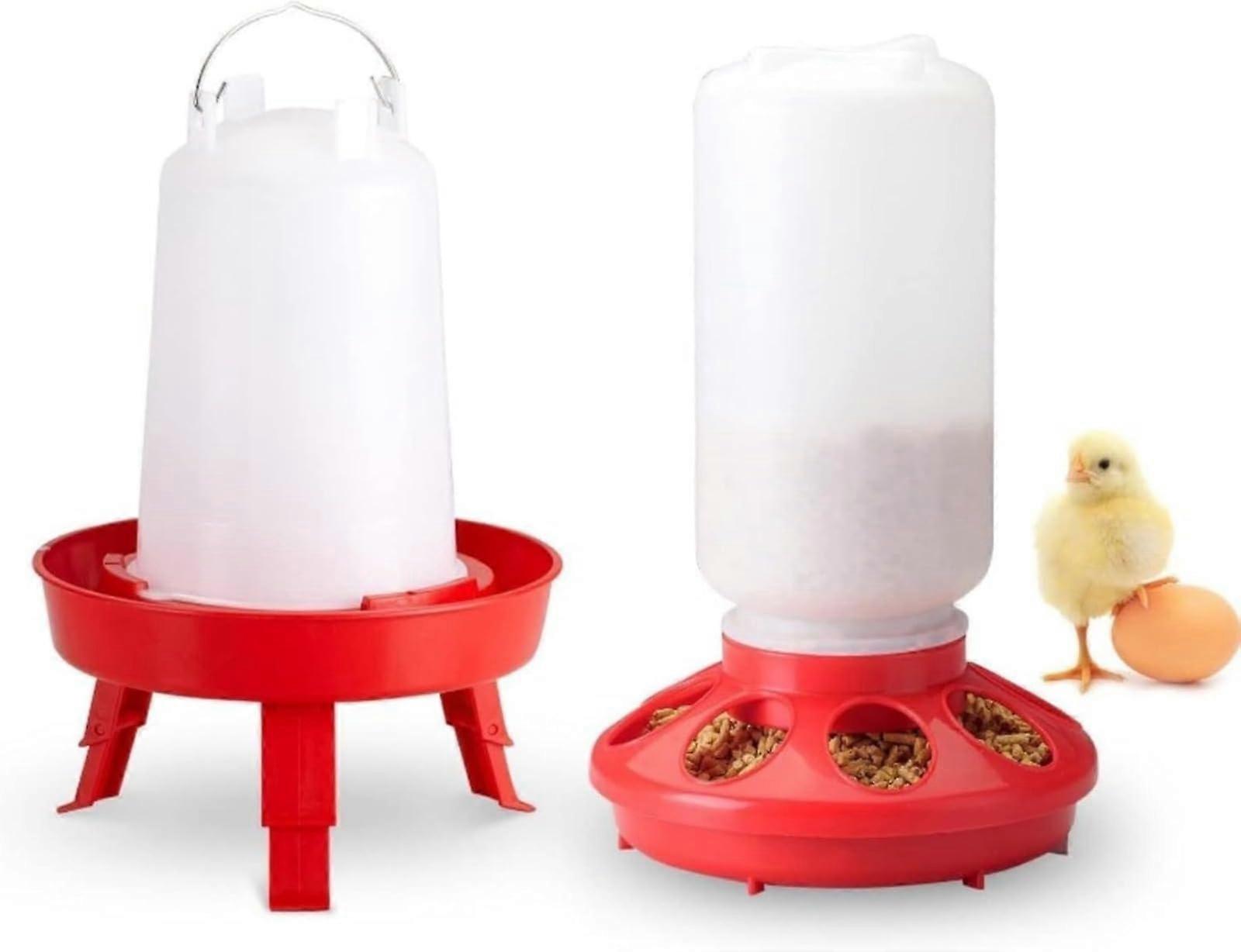 Chicken Drinker Poultry Drinker Set: 1 Kg Feeder And 1.5 L Drinker, 3 Adjustable Heights Drinking Trough For Chickens