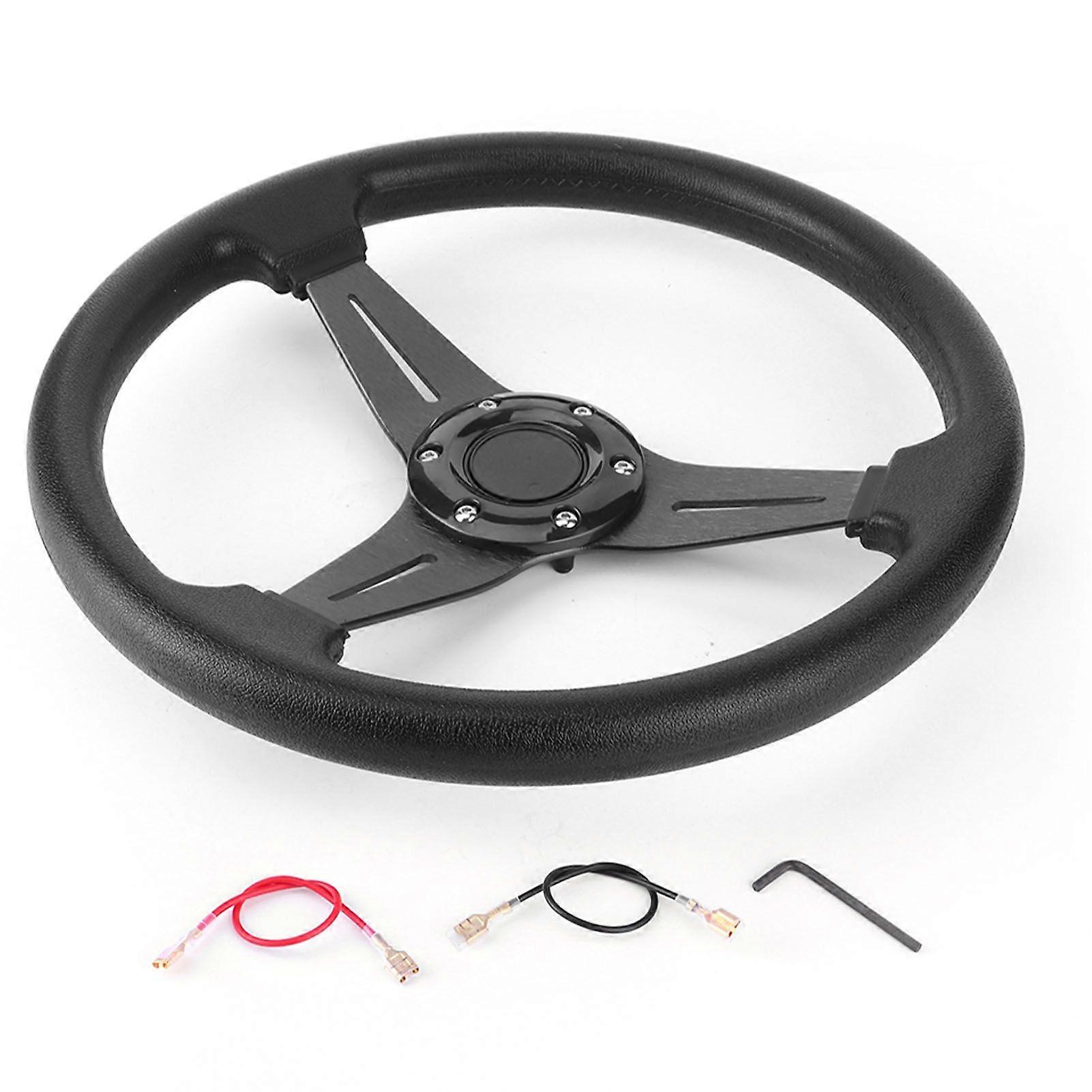350mm/14in Racing Car Drifting Steering Wheel Replacement Universal Modified AccessoryBlack