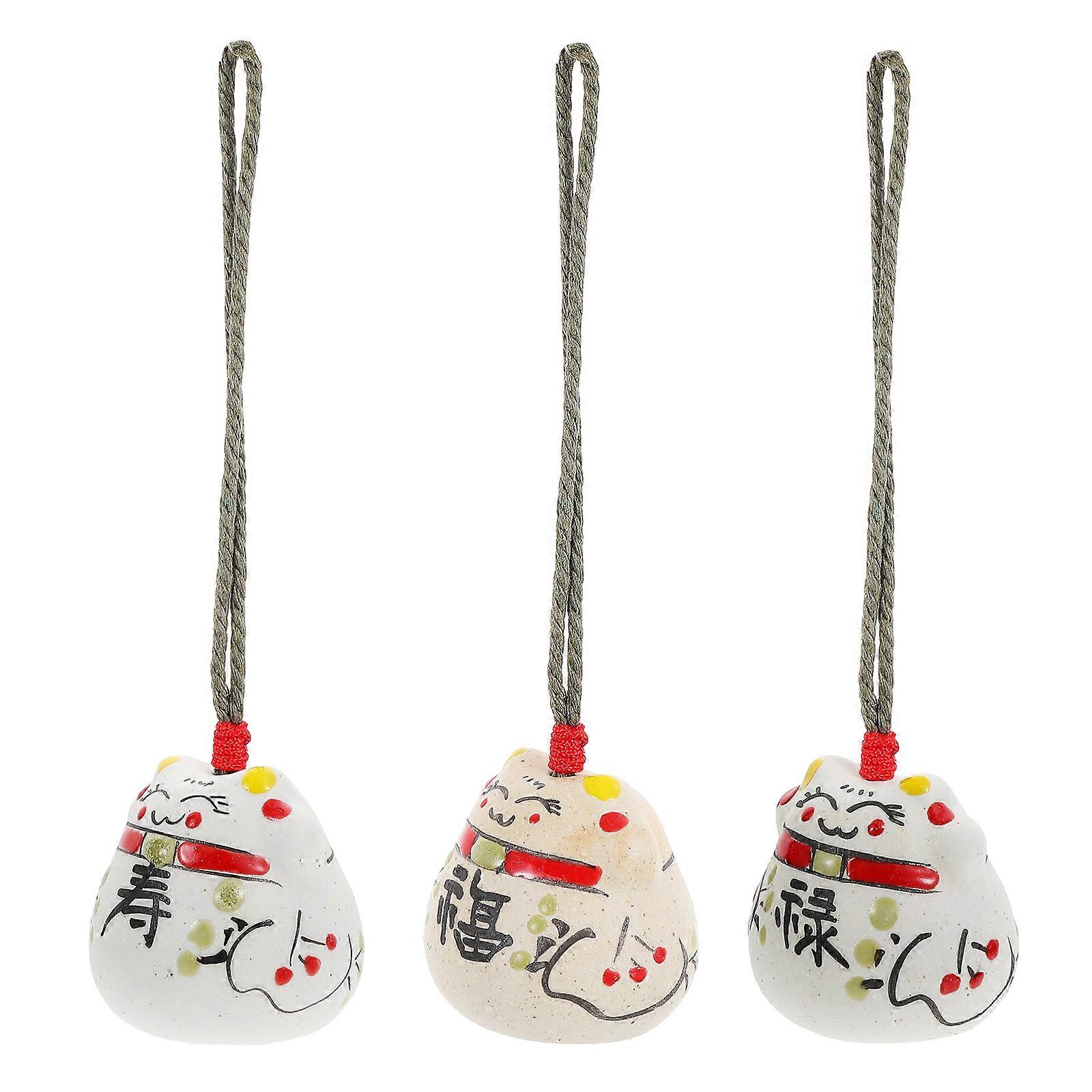 Fortune Cat Wind Bell Ceramic Wind Chime for Balcony 6Pcs