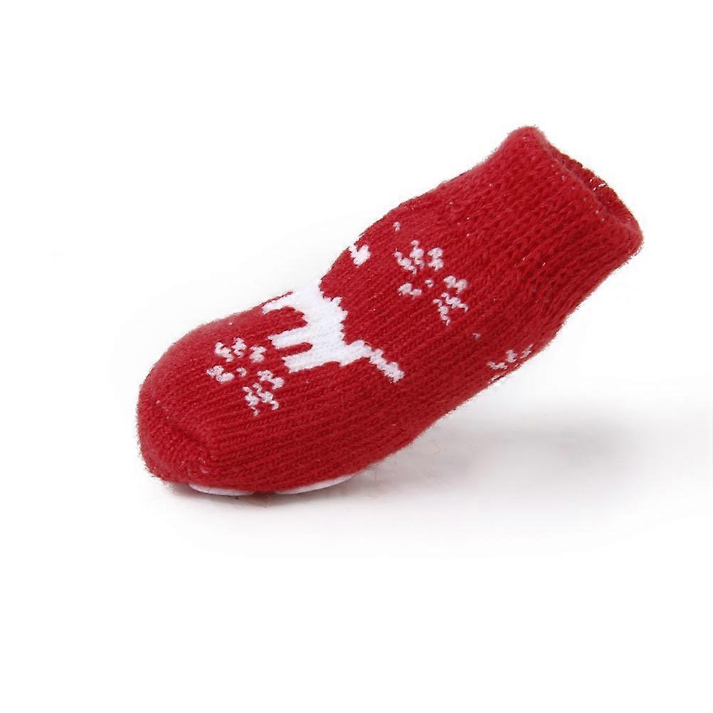 Cat Socks Red Christmas Style for Pets Non-Slip 4Pcs Pack