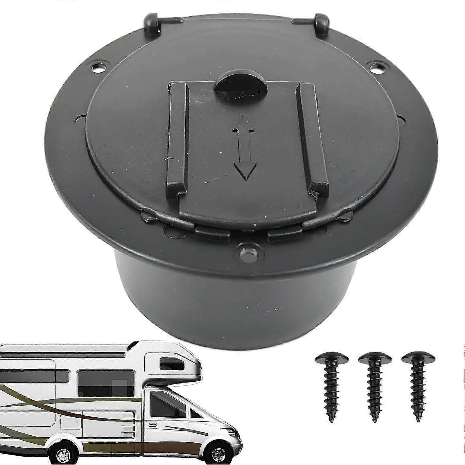 Black Round Zip Cable Cover with Lid for RV Sockets, Durable UK Camping Accessory for Outdoor Protection