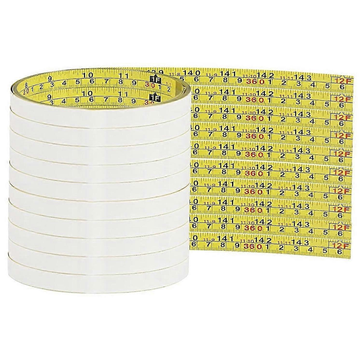 10 Packs Self Adhesive Measuring Tape (12 Ft,Yellow)