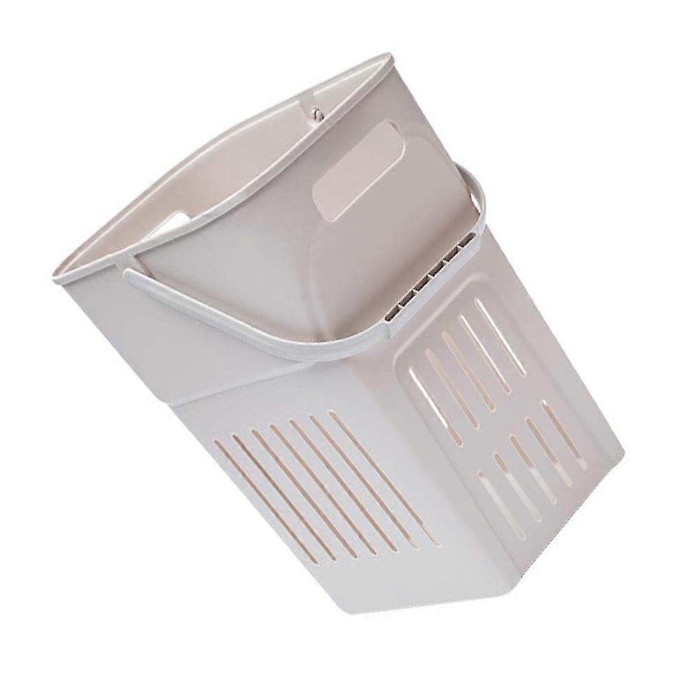 Plastic Storage Basket Laundry Basket Bedroom Laundry Room Closet Usage Khaki Portable Washable 1Set