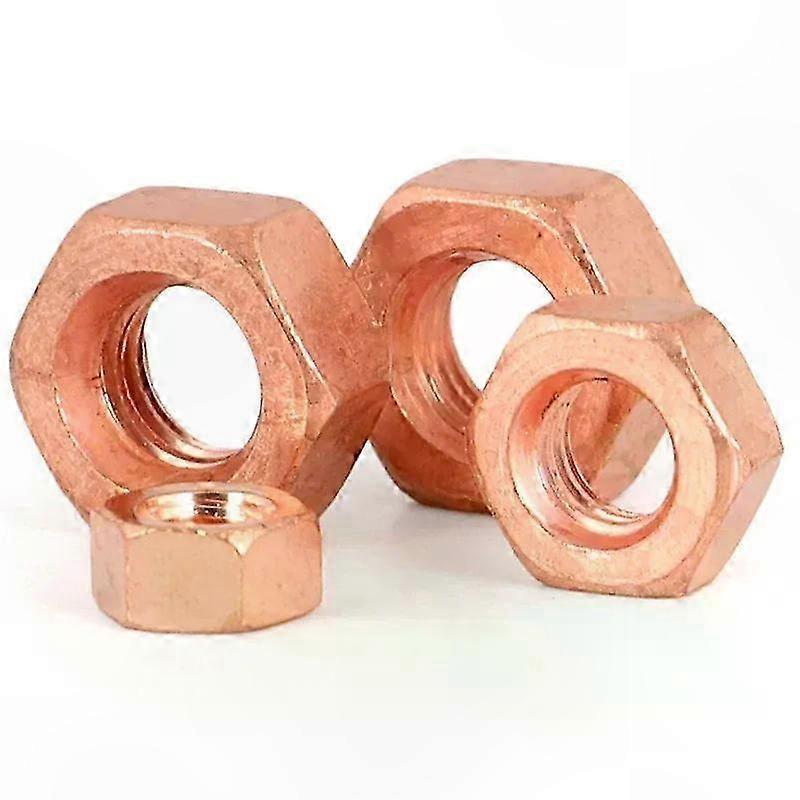 Hexagon Copper Nut with Washer for M3-M16 Bolts, Conductive Locking Screw Cap for Electrical Connections