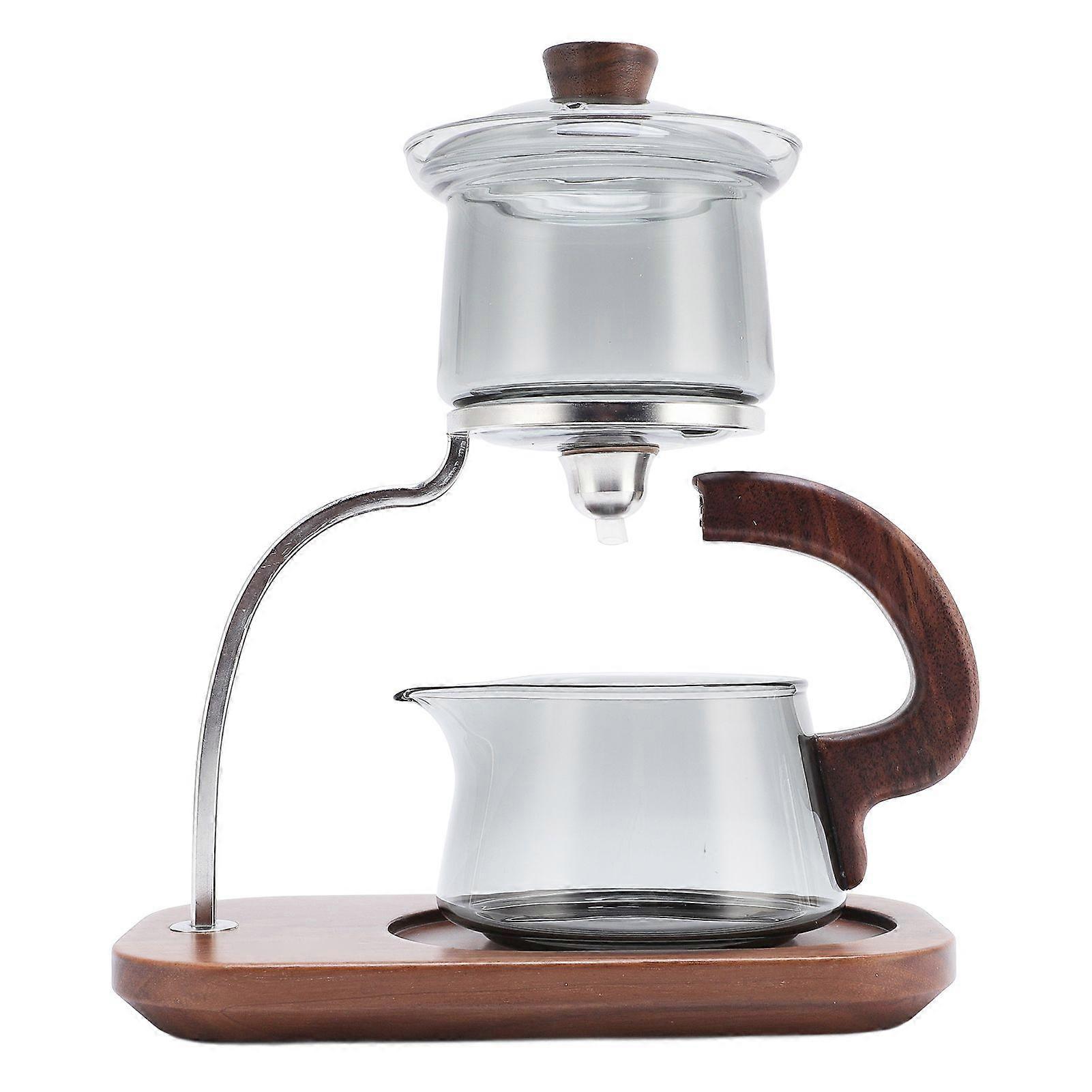 Glass Tea Pot Set with Lid and Stand Magnetic Water Separation Filter Kungfu Tea Maker for Home