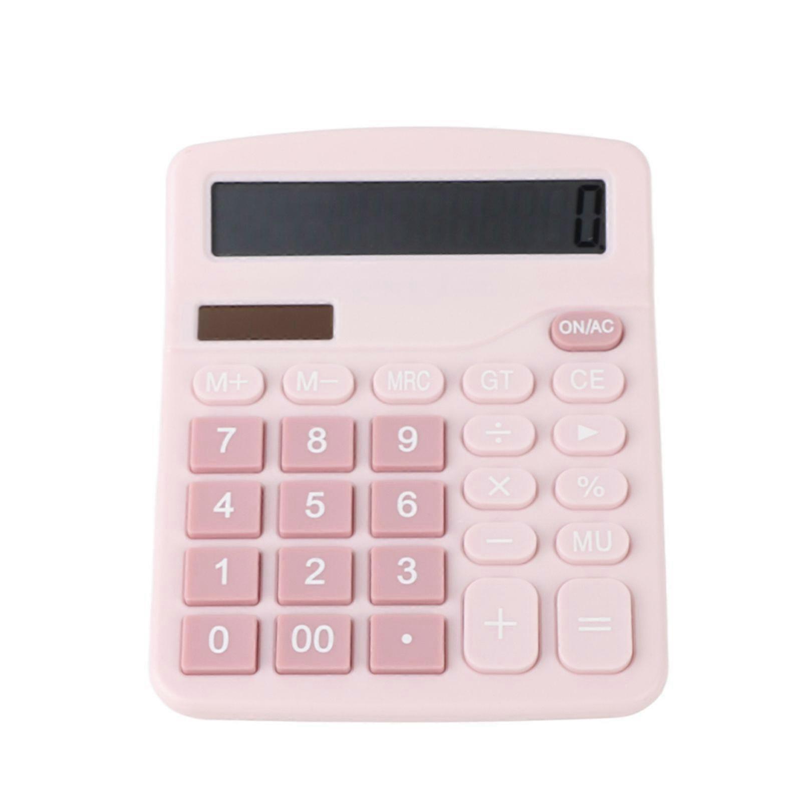 Solar Calculator Multifunctional Fashionable Cute Small Digital Desktop Calculator for Students Home School Pink