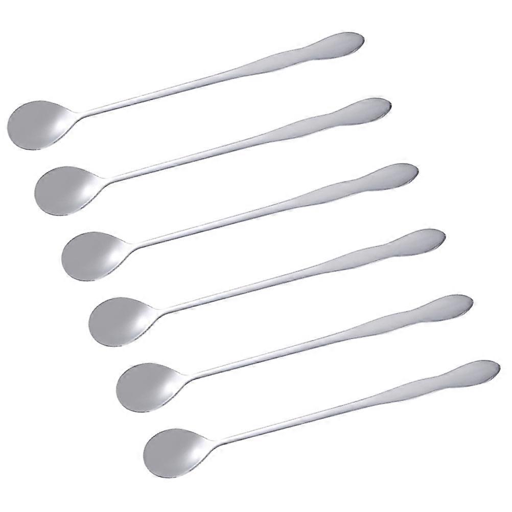 Silver Stainless Steel Spoon for Drinking Use Includes 6Pcs Ice Spoons
