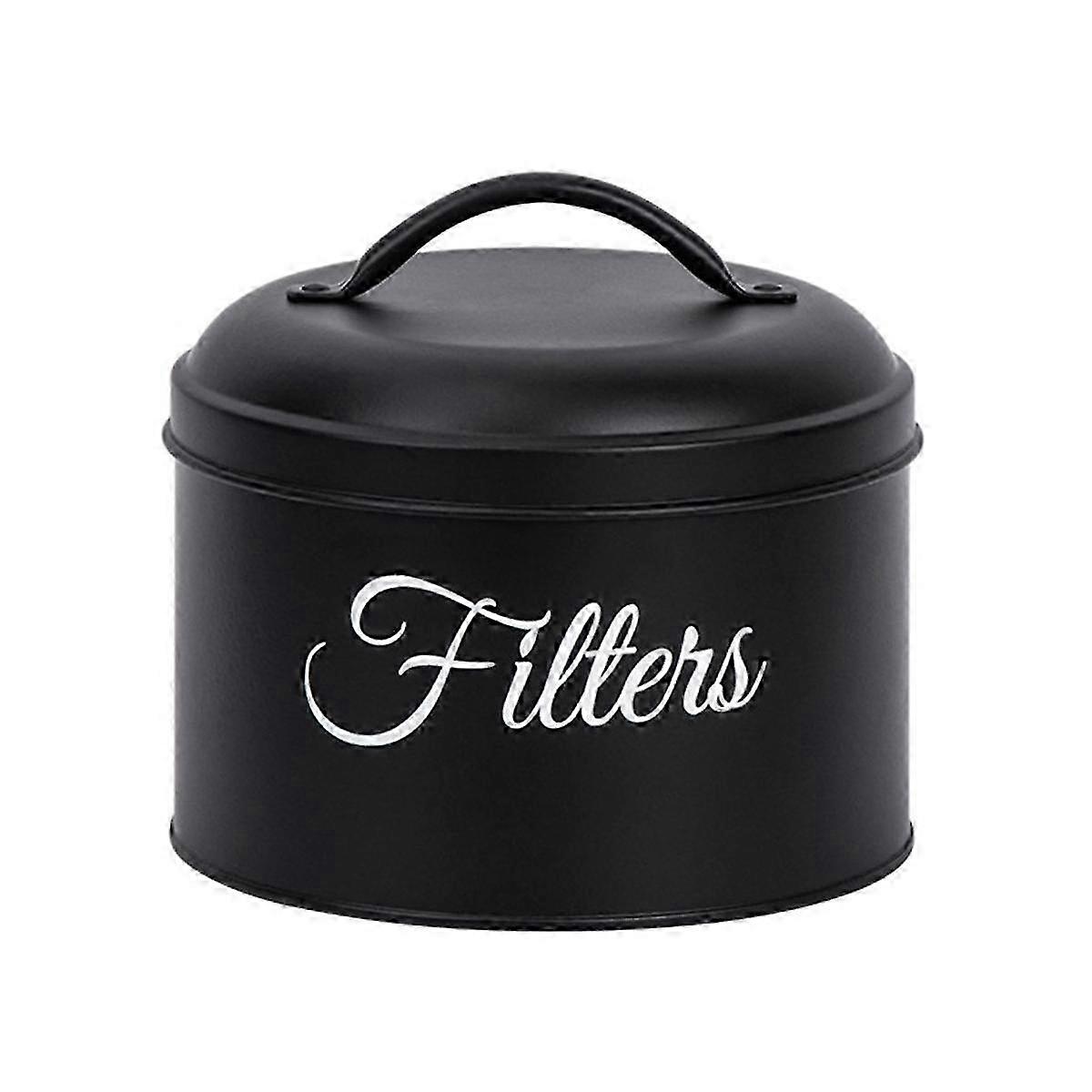 Coffee Filter Holder, Basket Coffee Filter Storage with Lid, Round Coffee Filter Container for Coun