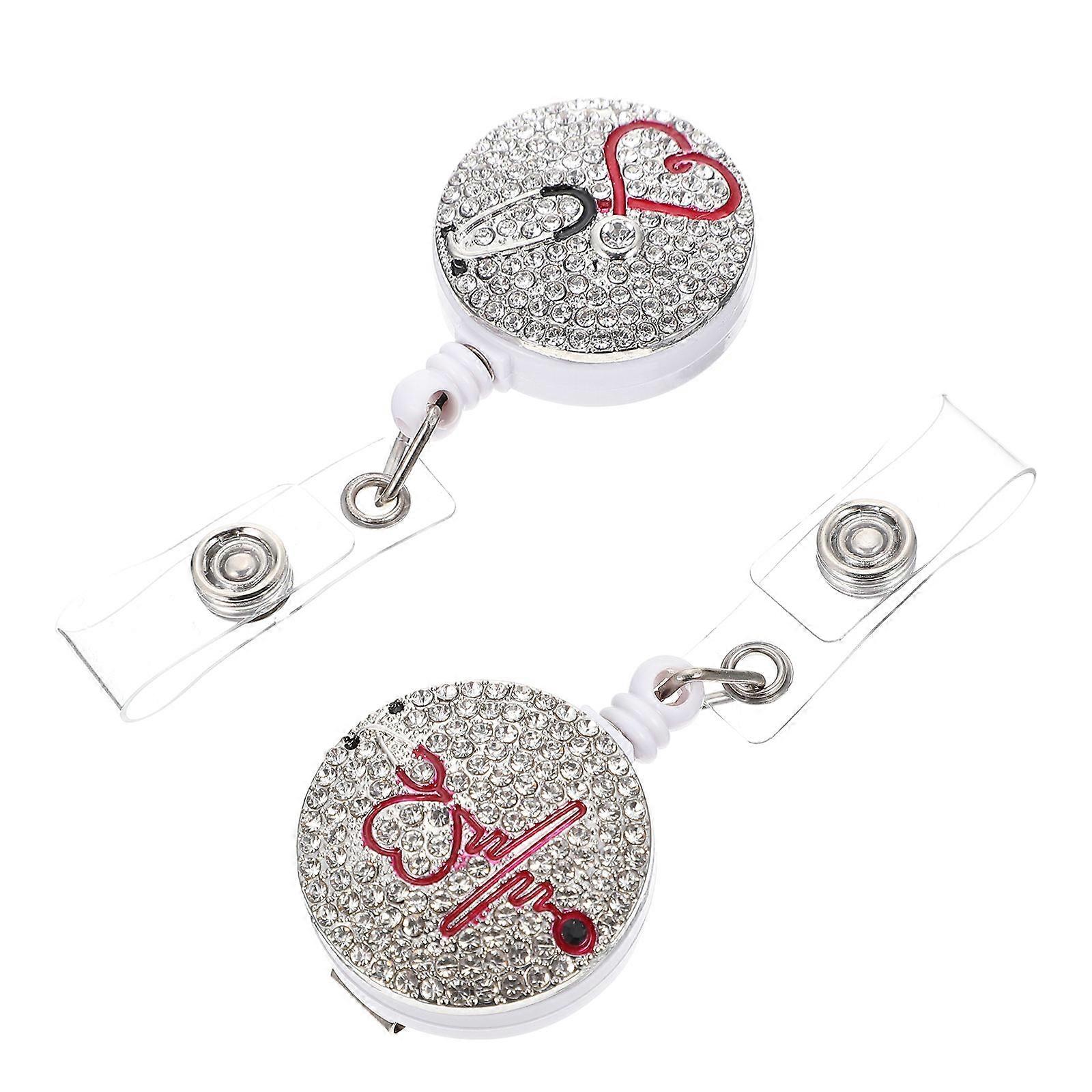Practical Portable Badge Holder with Retractable Badge Reel and Fix Buckle 2Pcs