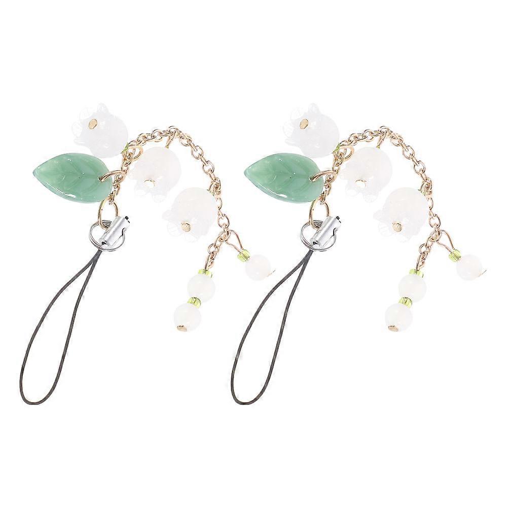 Phone Charms Flower Mobile Phone Pendant with Hanging Strap 10Pcs