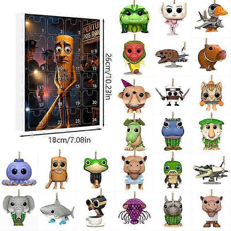 Figure Toys 24 Day Tung Sahur Advent Calendar Tralalero Tralala Tung Sahur Figure Countdown Calendar Collection Decoration Gifts