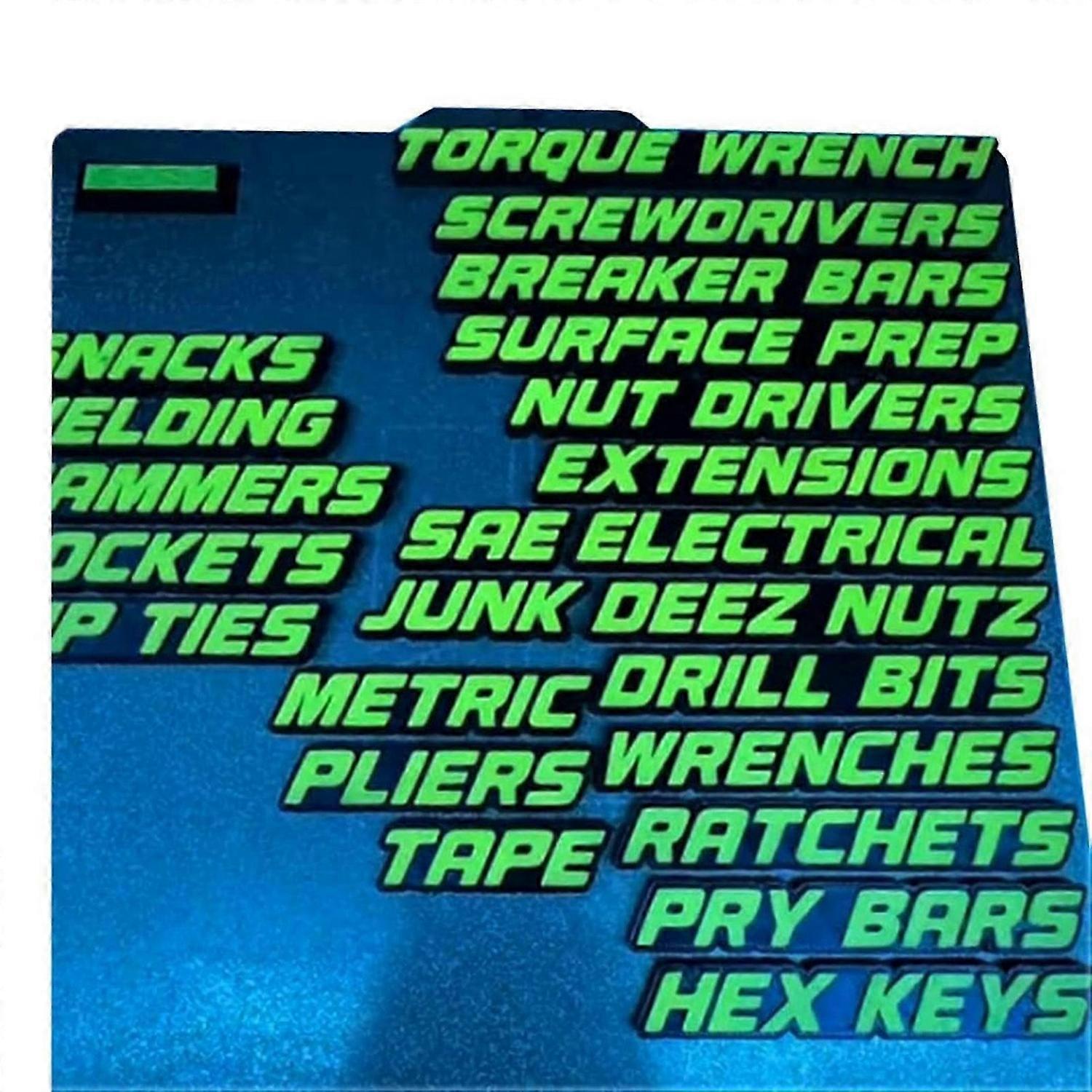 Magnetic Toolbox Drawer Labels - Waterproof, Heavy-Duty Rustproof Nameplates for Mechanics, Craftsmen & Industrial Toolboxes