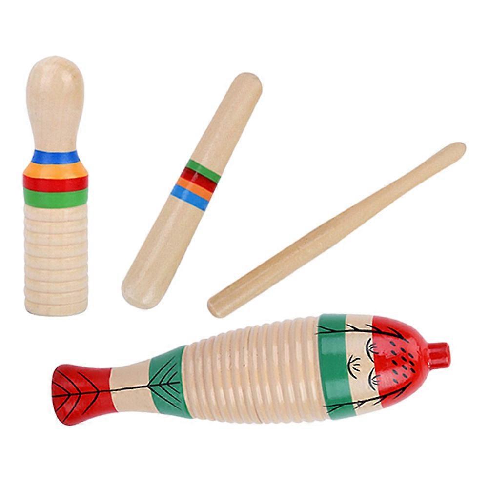 Wooden Guiro Percussion Instrument Guiro Instrument for Beginners 8Sets