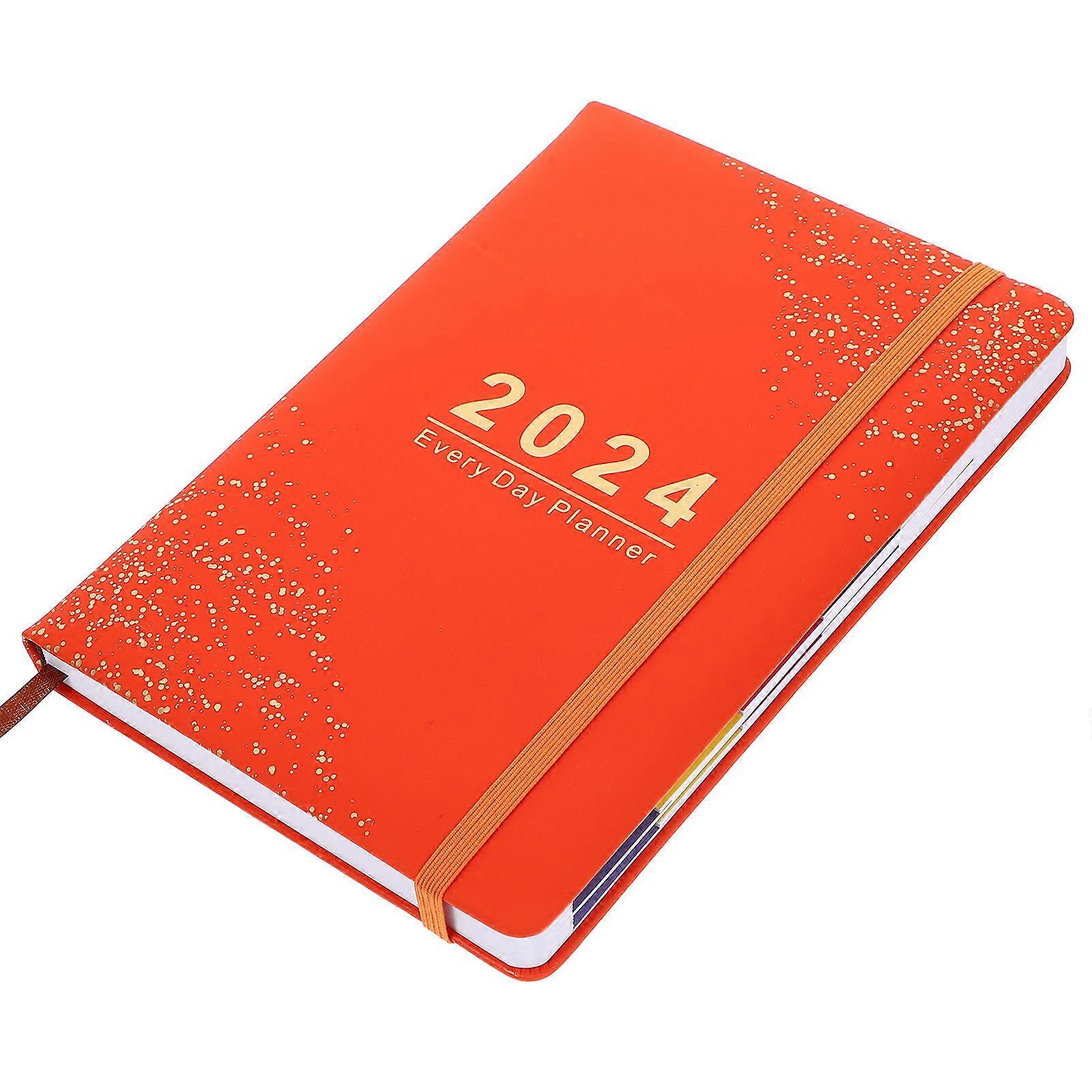Decorative Notepad For Personal Organization Daily Use Students 2024 Planner Orange Rectangular Simple Design 2Pcs