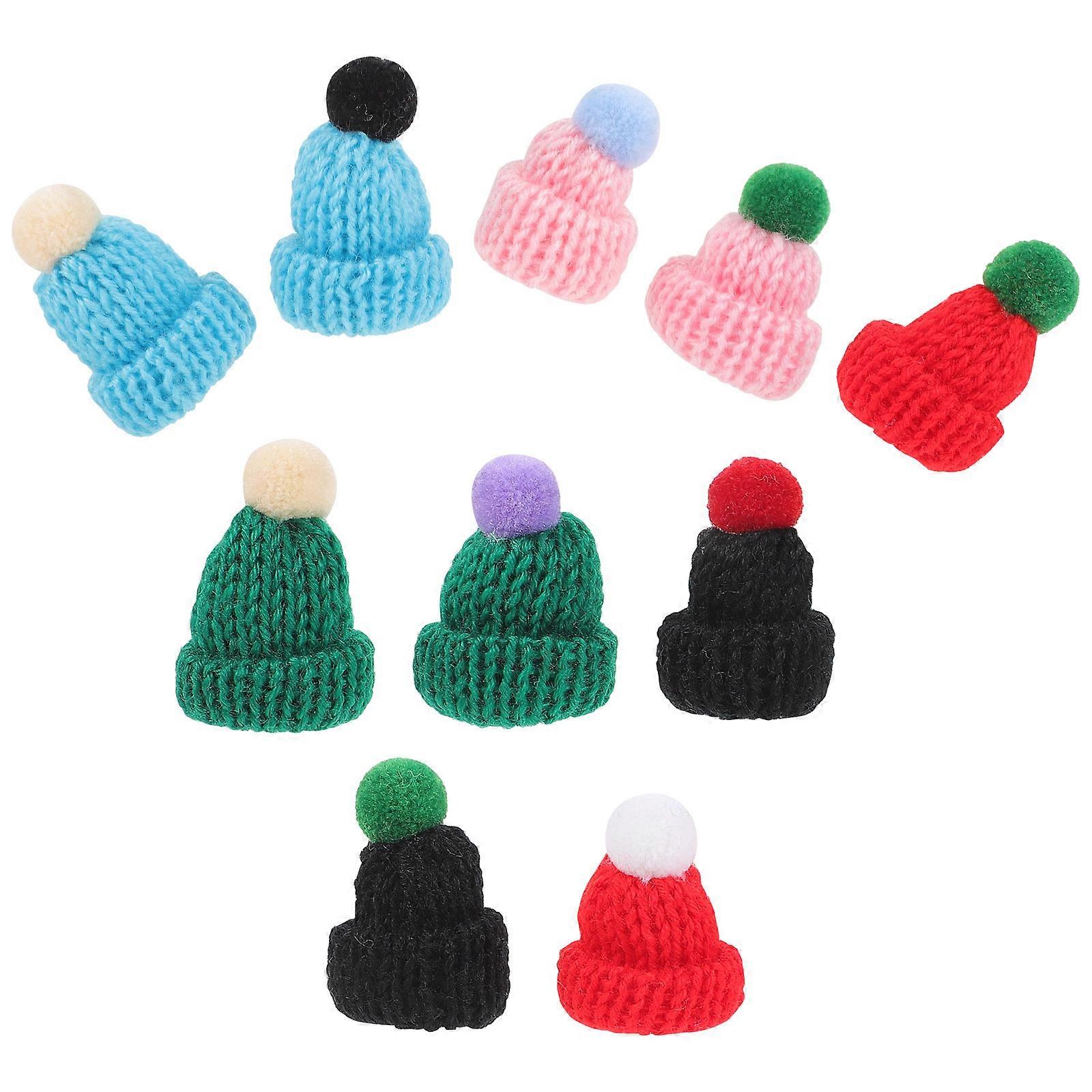 Mini Cap Crochet Hats for DIY Use 10Pcs Knitting Mini Hats