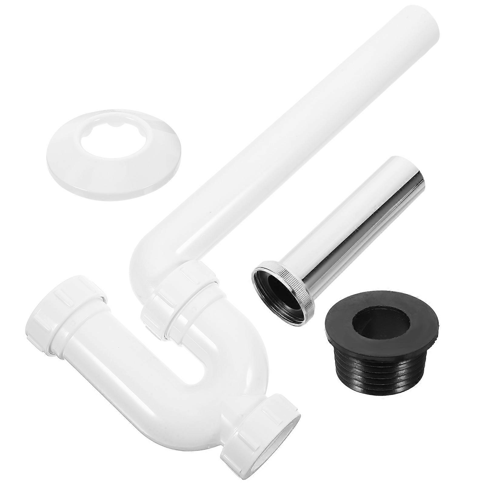 Sink Drain Pipe For Kitchen And Bathroom 4Pcs U-Shaped Elegant White PVC Space-Saving Solution Perfect For Drainage