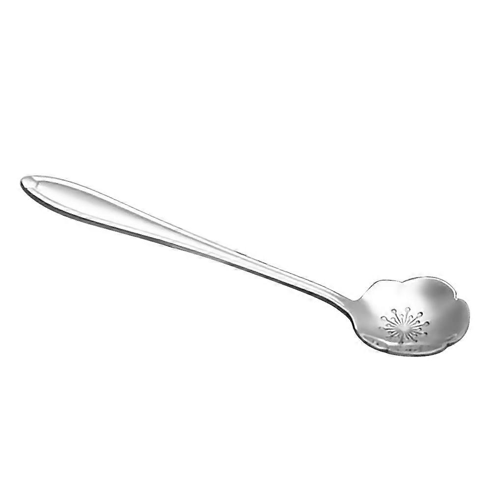 Stainless Steel Spoon Coffee Spoon for Drinking Flower Silver