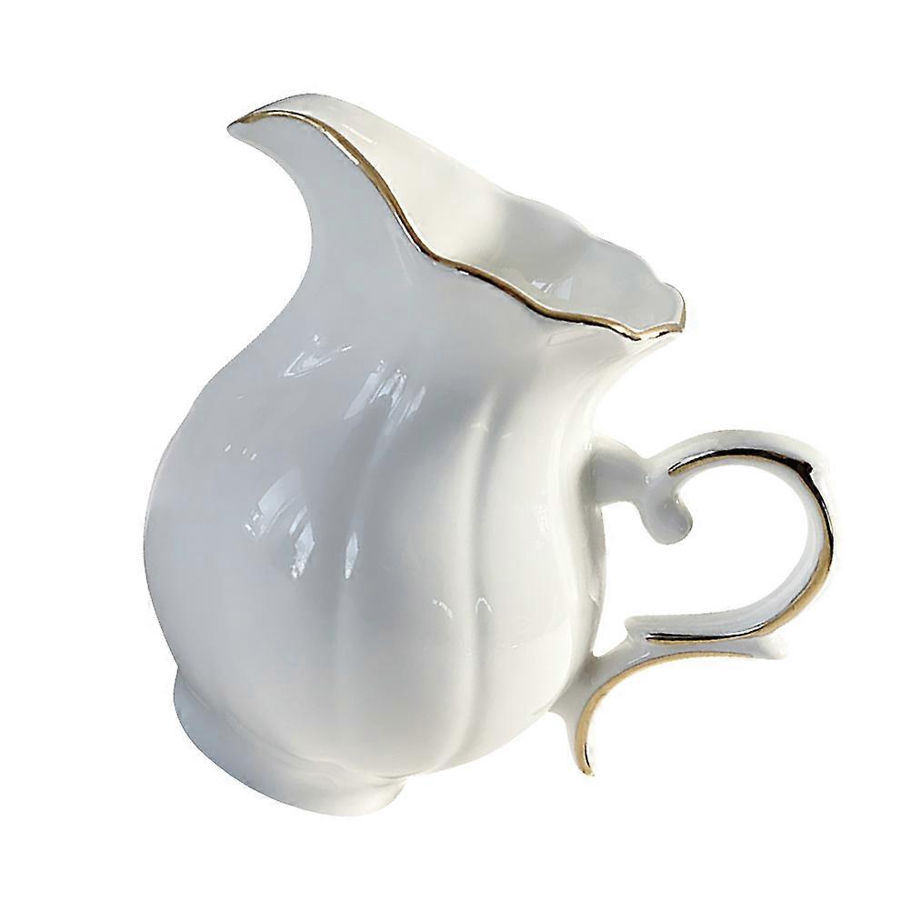 White Ceramic Milk Jug for Coffee Serving with One Pitcher