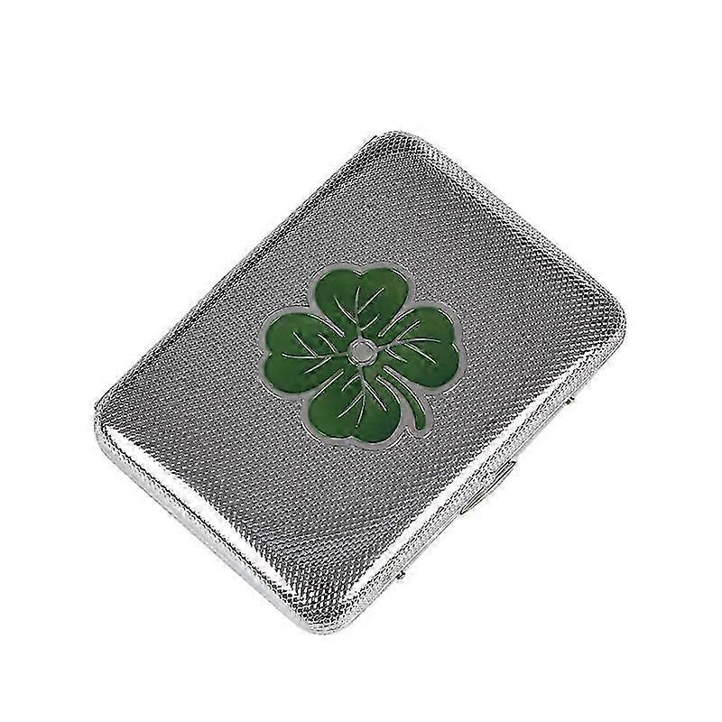 Clover Metal Cigarette Case 16 Pcs Stylish Portable Holder