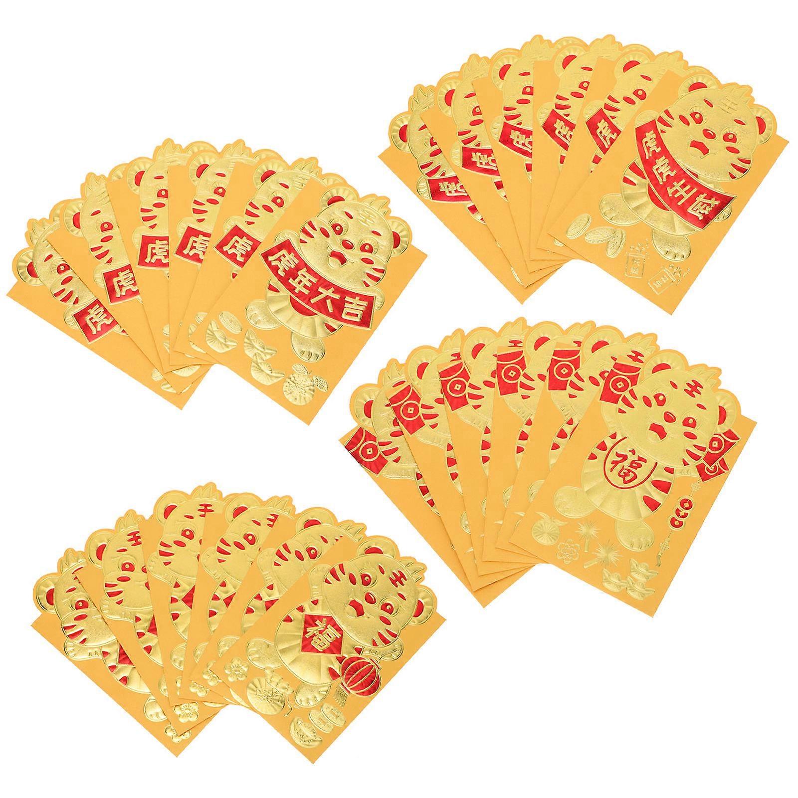 Creative Tiger Year Red Envelopes Paper Packets for Storage 60Pcs
