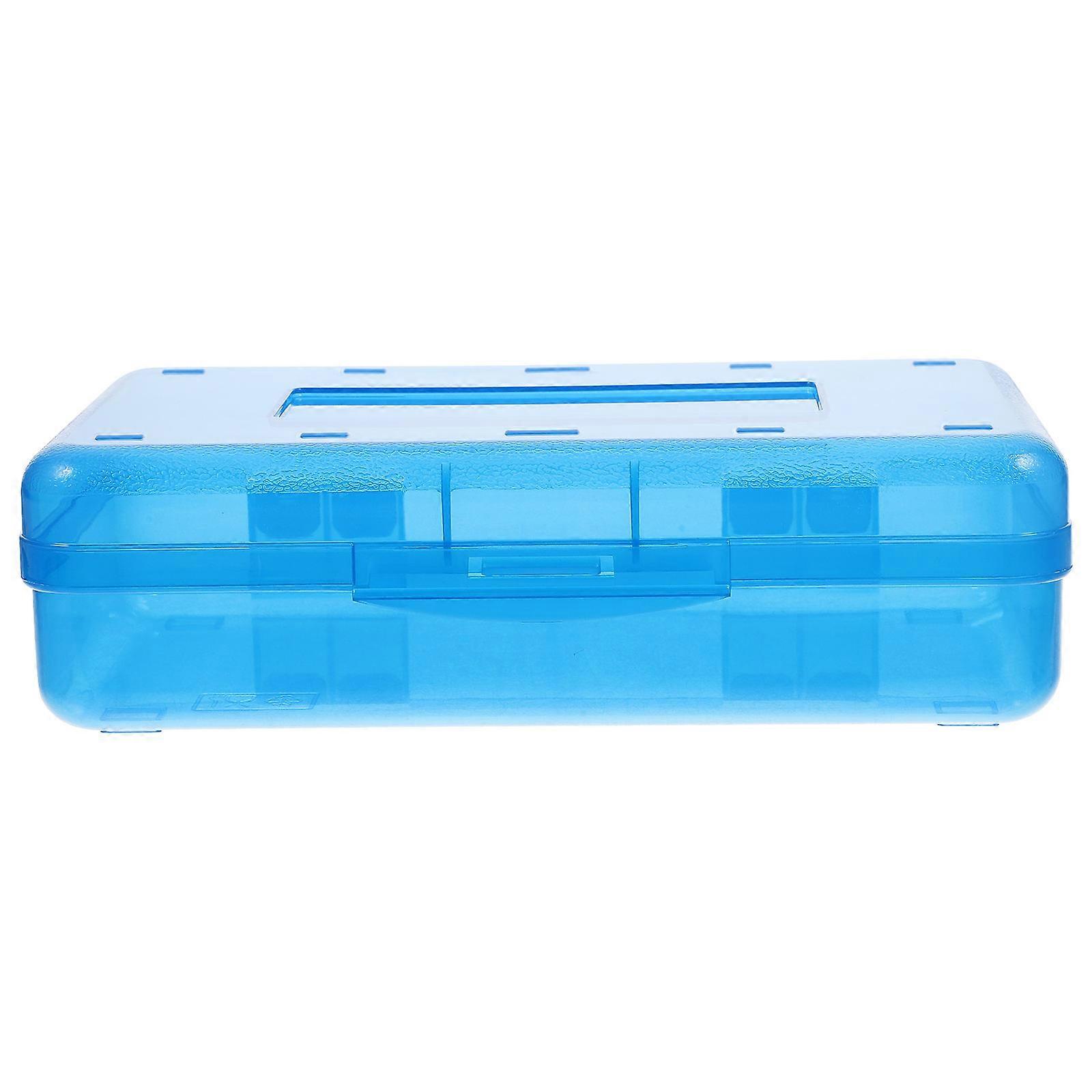 Lightweight Pencil Box Plastic Pencil Case for Storage Use 4Pcs Blue