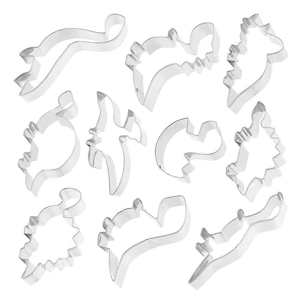 Dinosaurs Shape Cookie Molds for Baking Use 10Pcs Stainless Steel Set