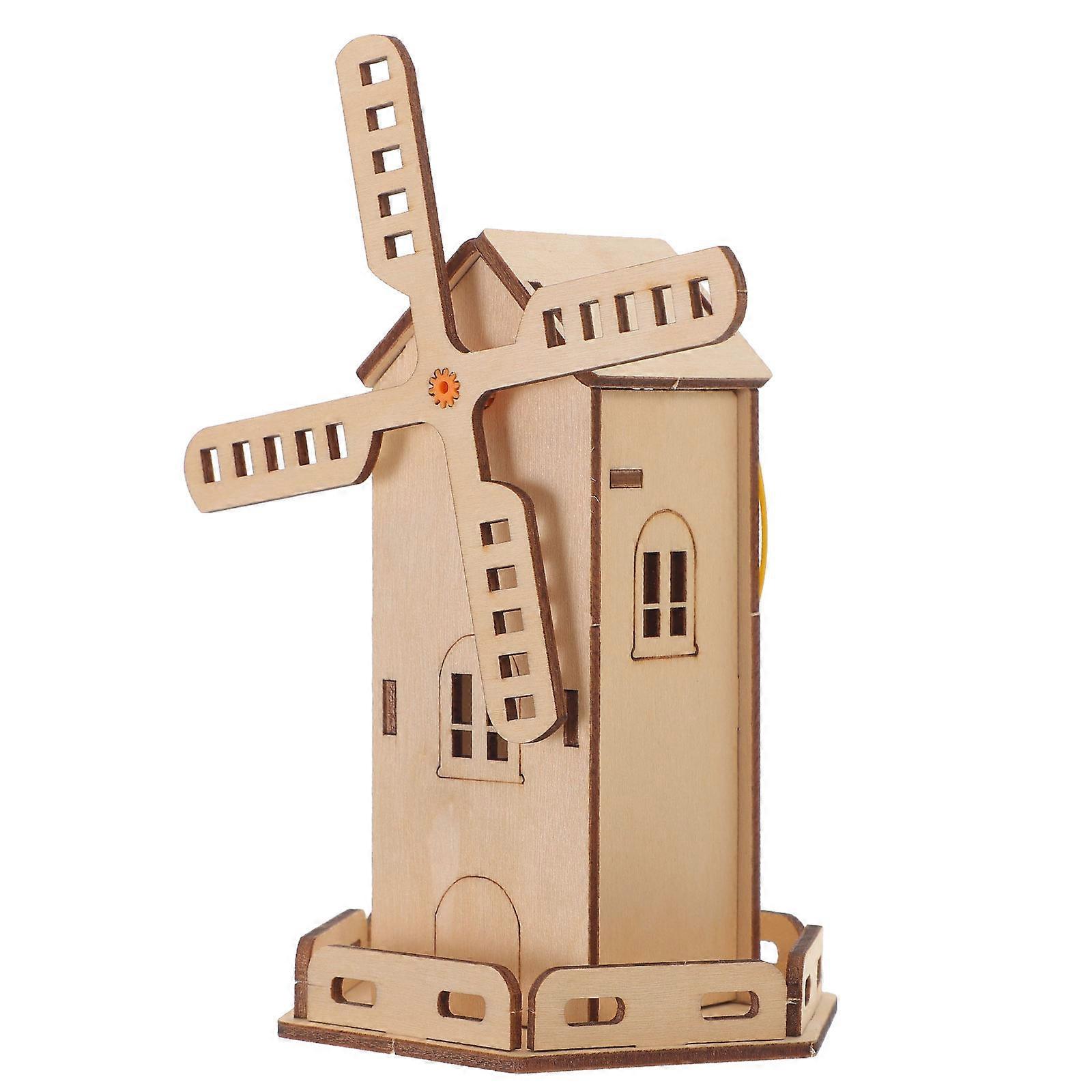 Solar Energy Educational Windmill Toy 5 Sets Suitable For Students Light Brown Diy Assembly Gift