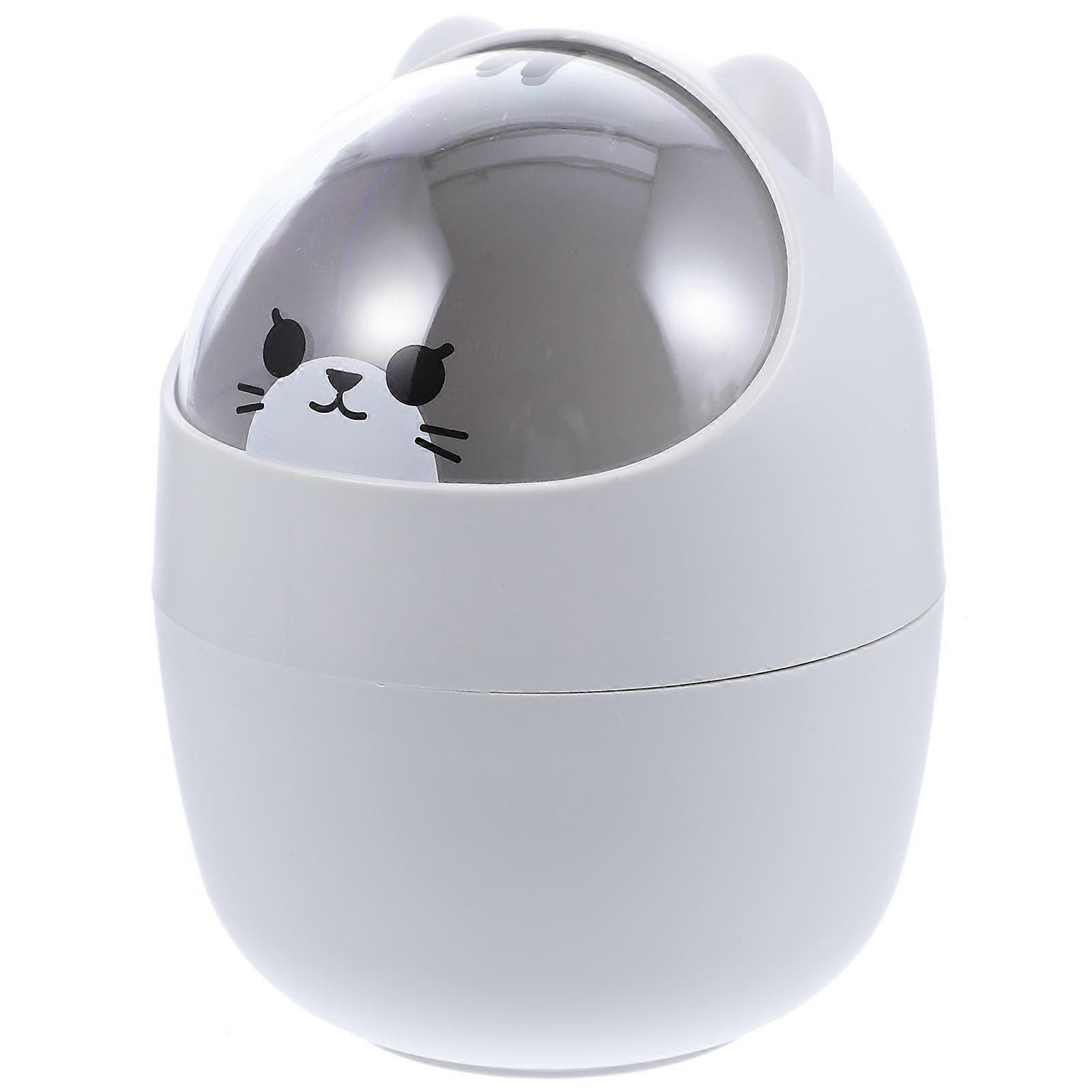 Mini Desktop Trash Can Storage Bucket with Shake Lid 4Pcs Grey Small Waste Bin