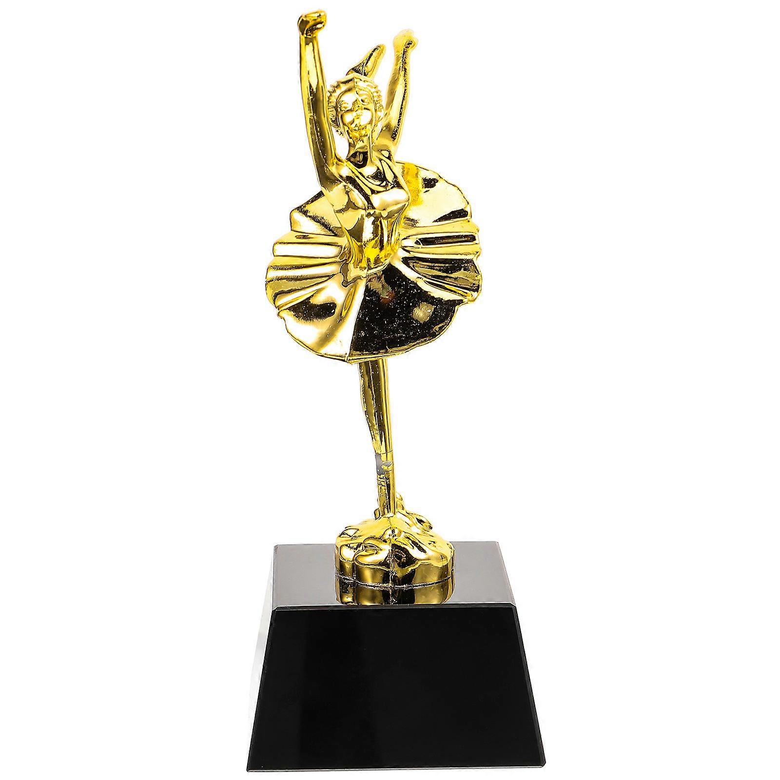 2Pcs Dance Trophy Ornament for Decoration with Golden Plastic