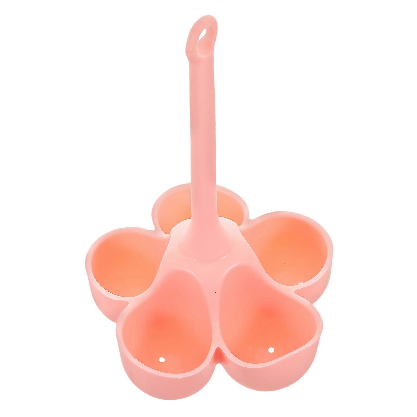 Kitchen Silicone Egg Cooker Pink Tray for Boiled Eggs 4Pcs Set