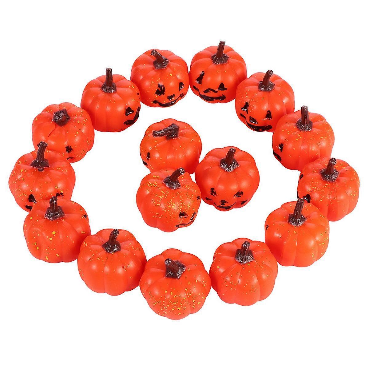 Artificial Pumpkin Plastic Halloween Ornaments for Decor 16Pcs Orange