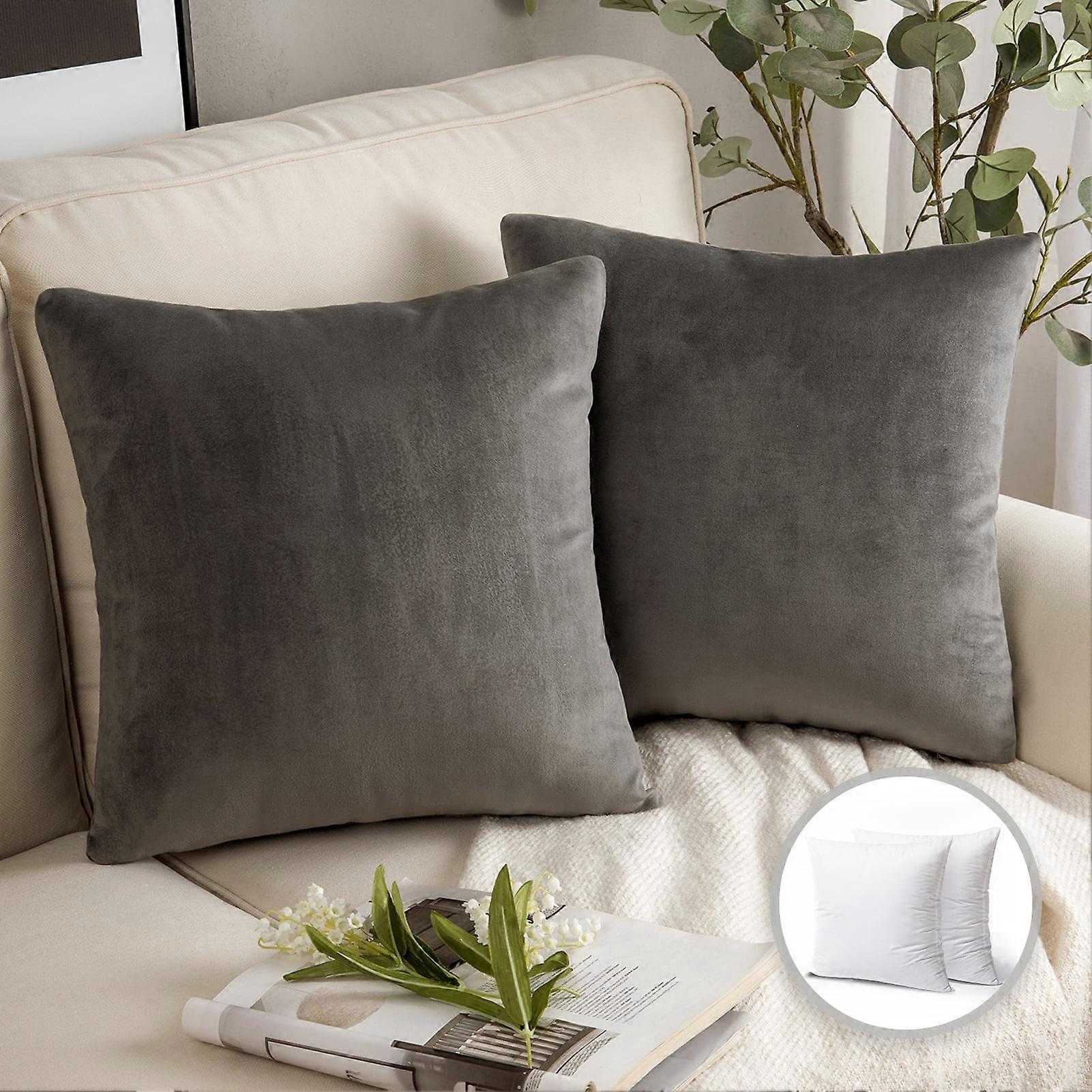 Phantoscope 18" x 18" Modern Dark Gray Polyester Throw Pillow , ( 2 Count)