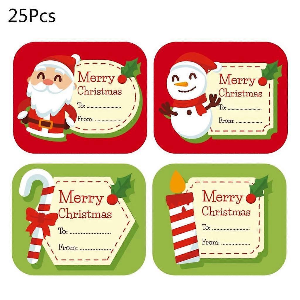 Shinycome 100pcs Merry Christmas Stickers Writable Name Tags Xmas Sticker Write On Labels